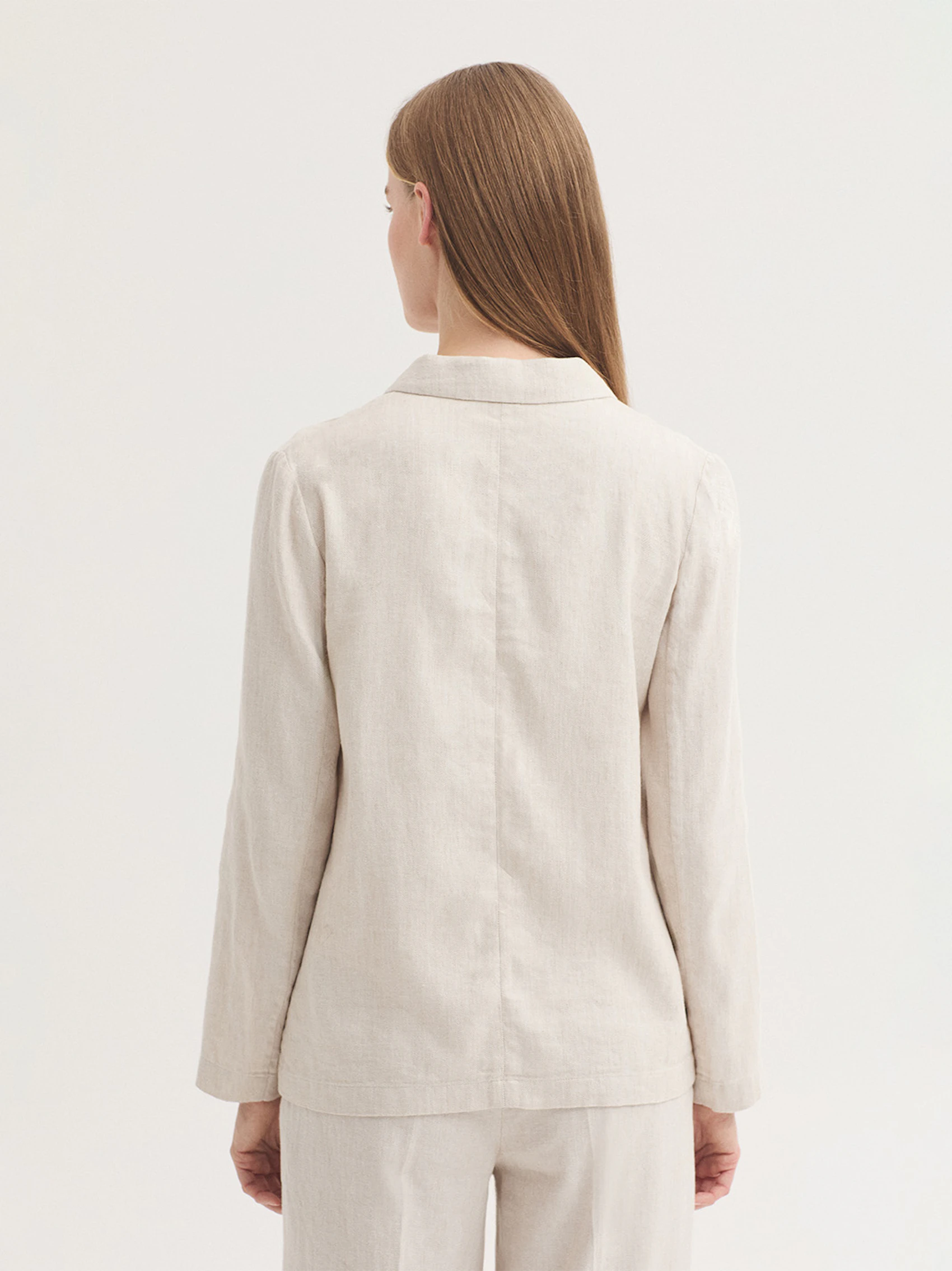 Blazer de lino y algodón en jacquard espiga