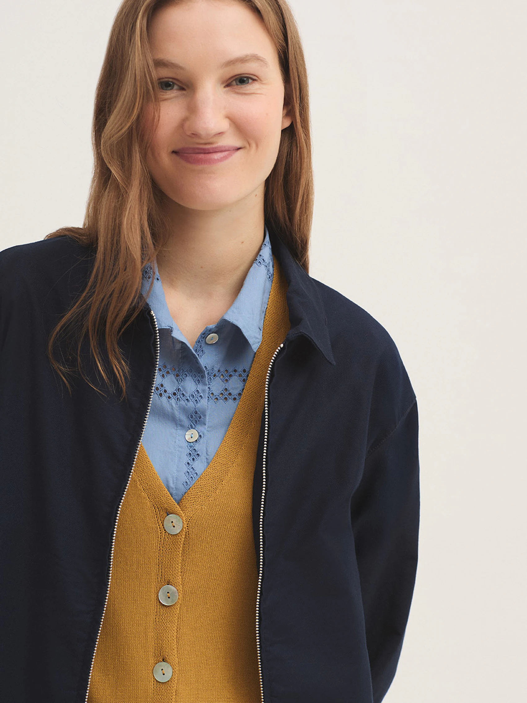 Twill jacket with zip