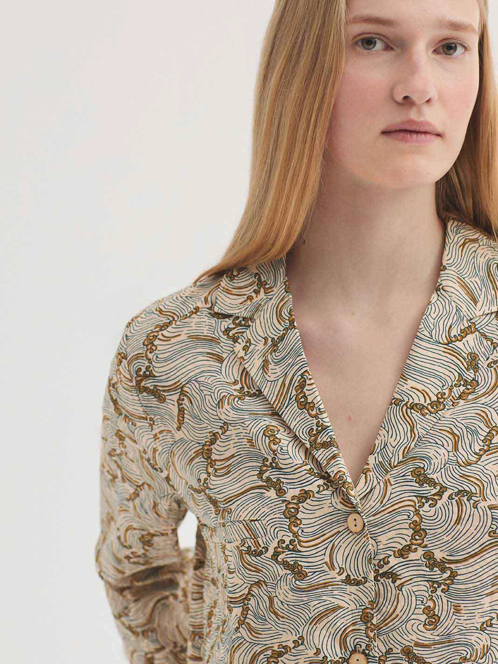 Chaqueta con solapa y estampado Aegean Sea