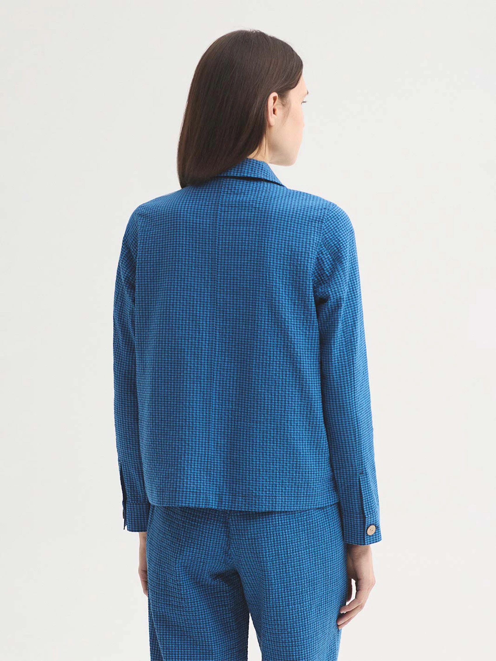 Giacca in seersucker con mini quadretti vichy