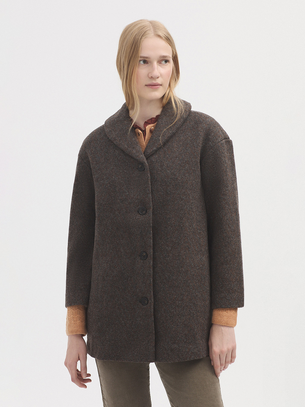 Mottled collared coat