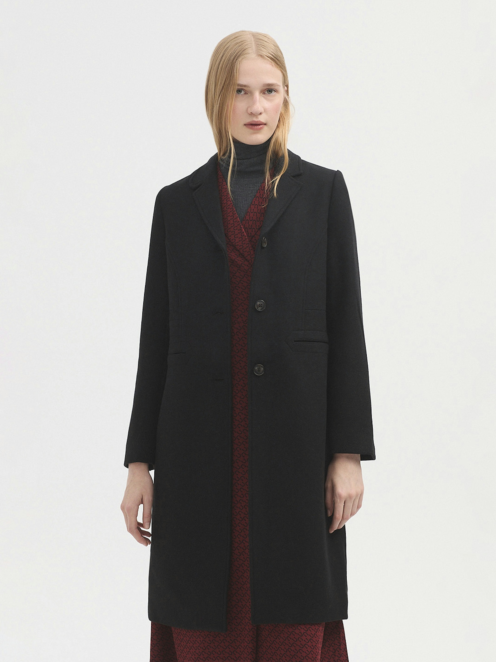 Tailored wool blend coat