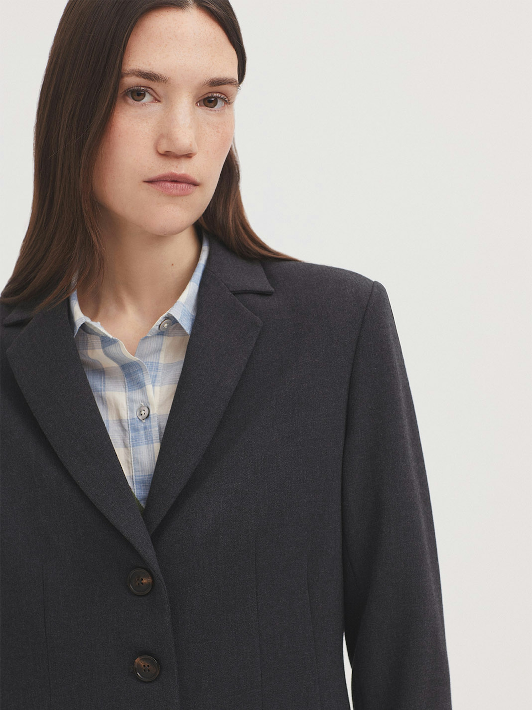 Grey flannel fitted blazer 1