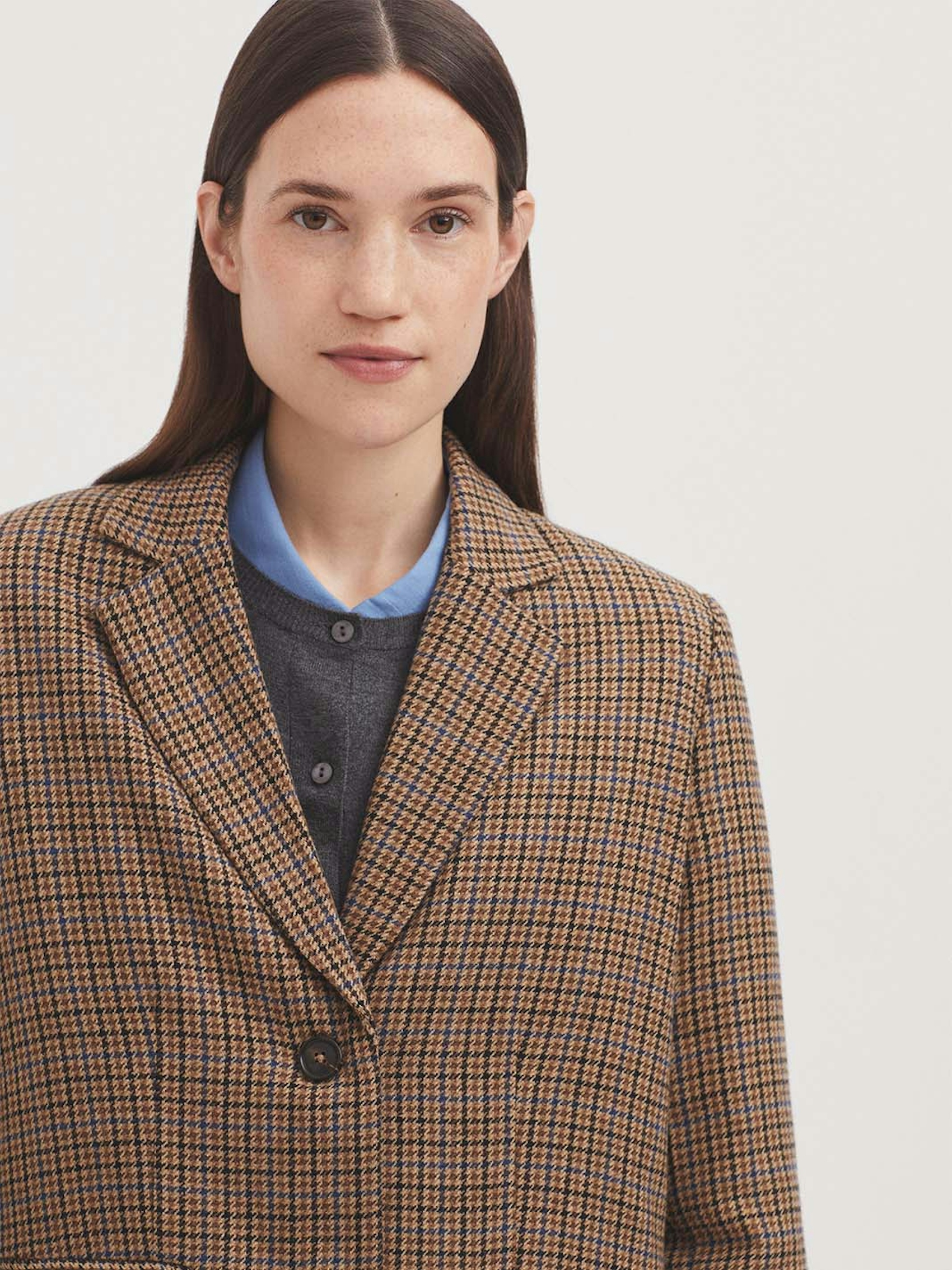 Blazer tissu à petits carreaux avec écharpe