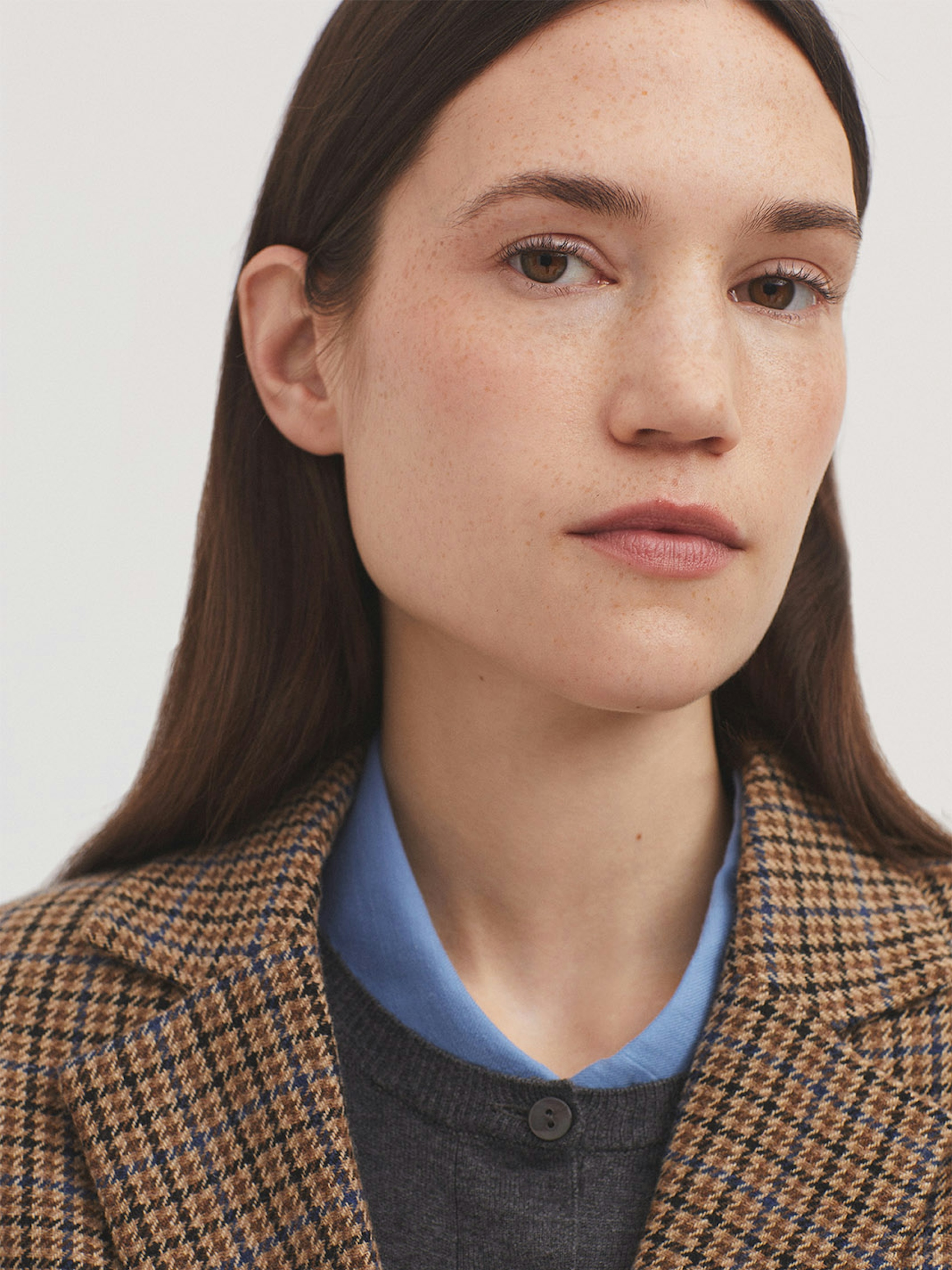 Blazer tissu à petits carreaux avec écharpe