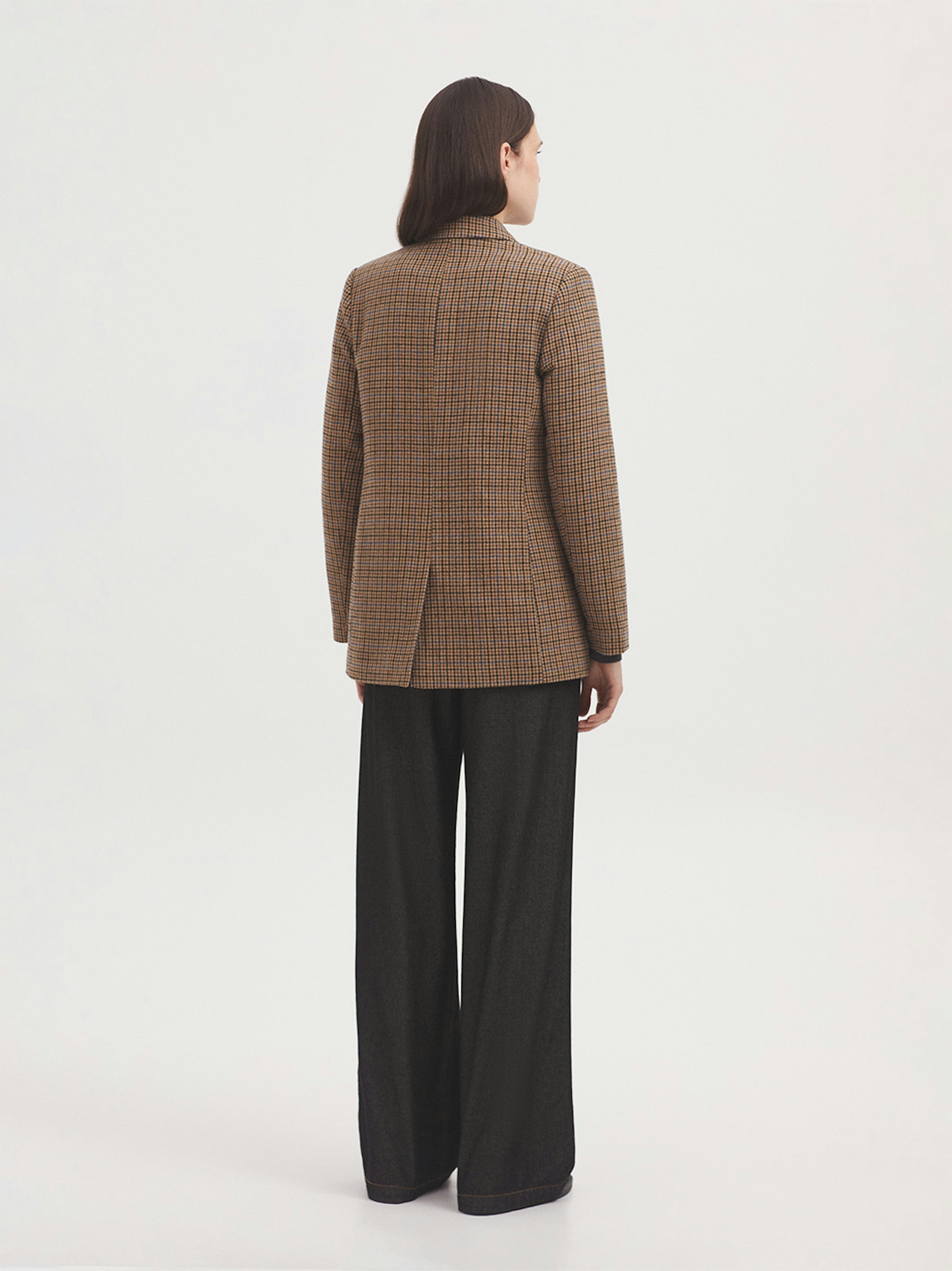 Blazer tissu à petits carreaux avec écharpe
