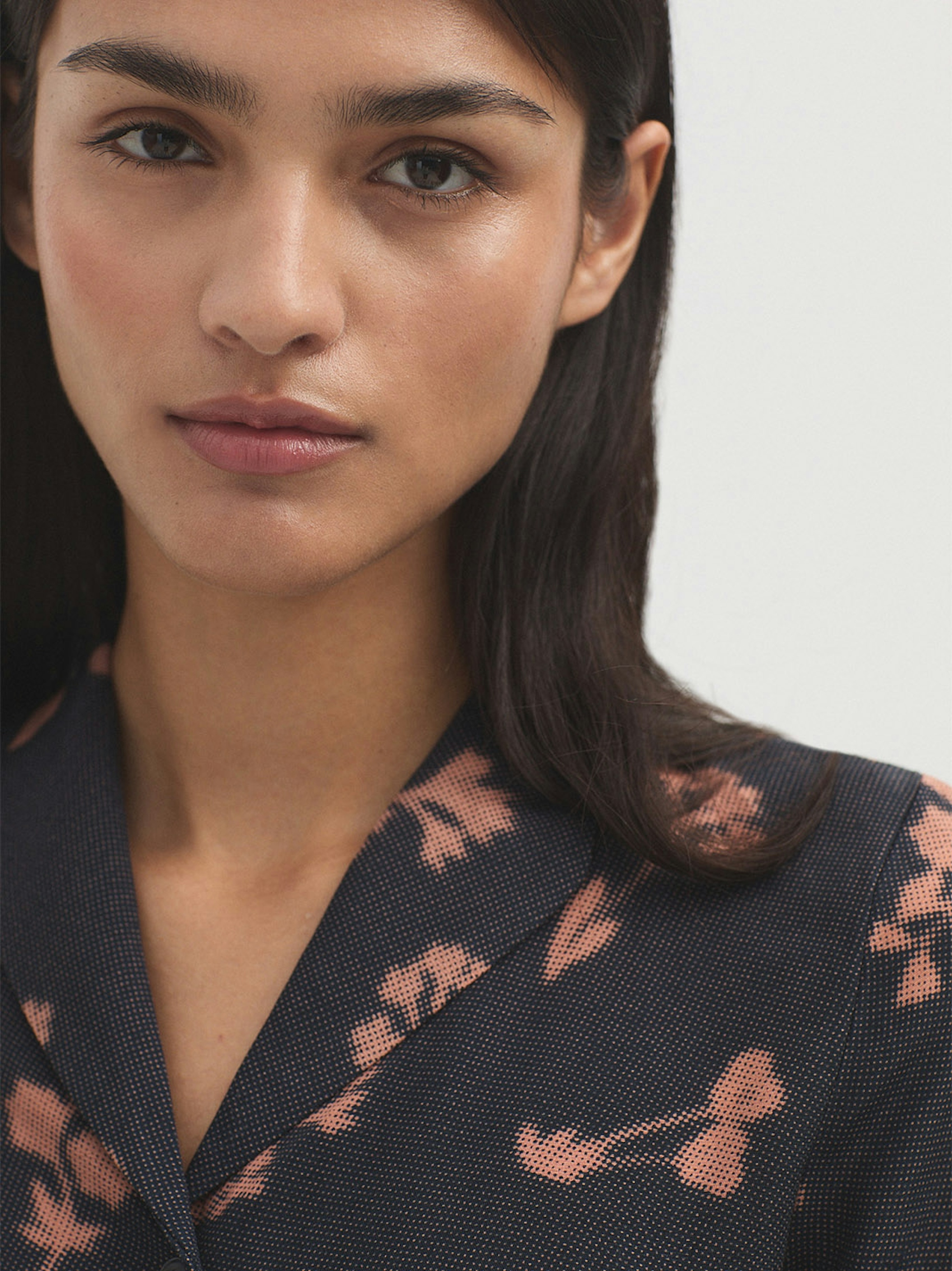Collared Dot Flowers blouse