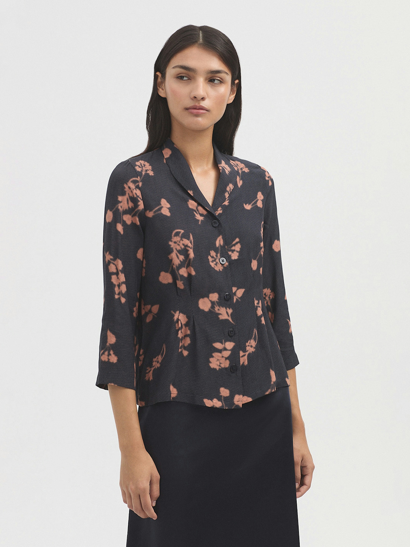 Collared Dot Flowers blouse