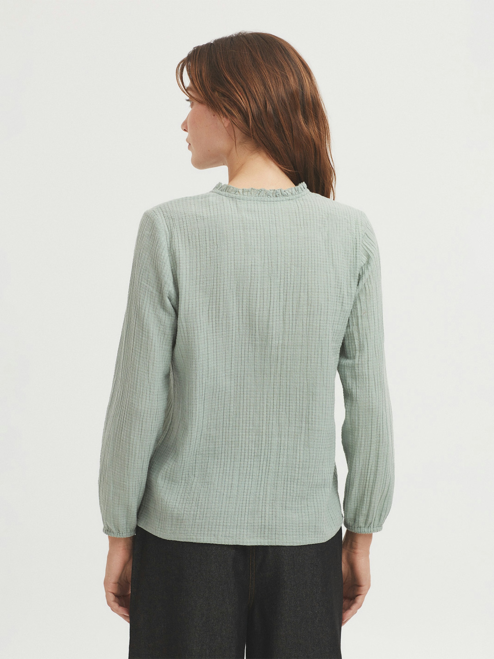 Blusa algodón cuello volante