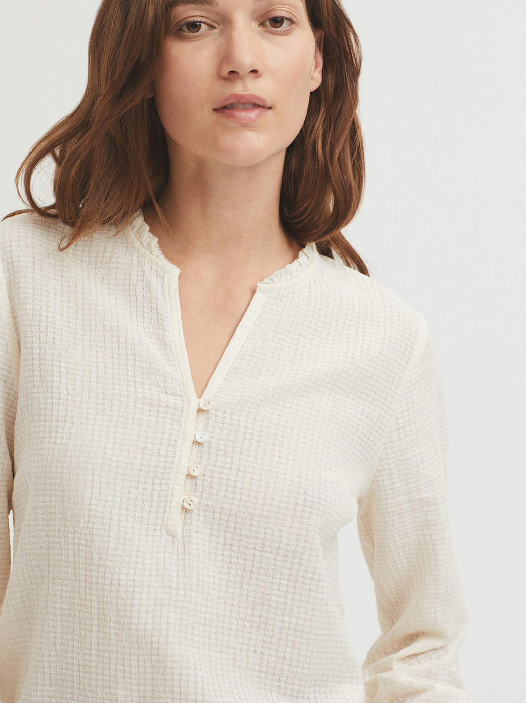 Ruffled collar cotton blouse