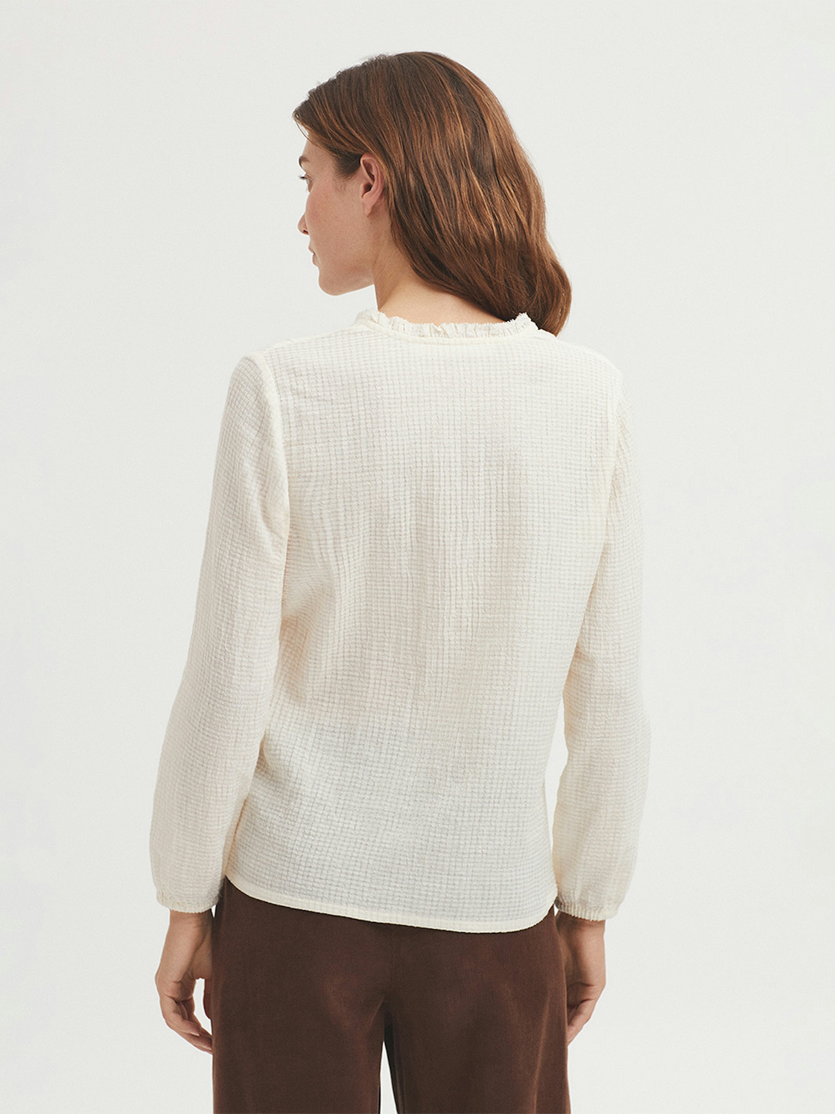Ruffled collar cotton blouse