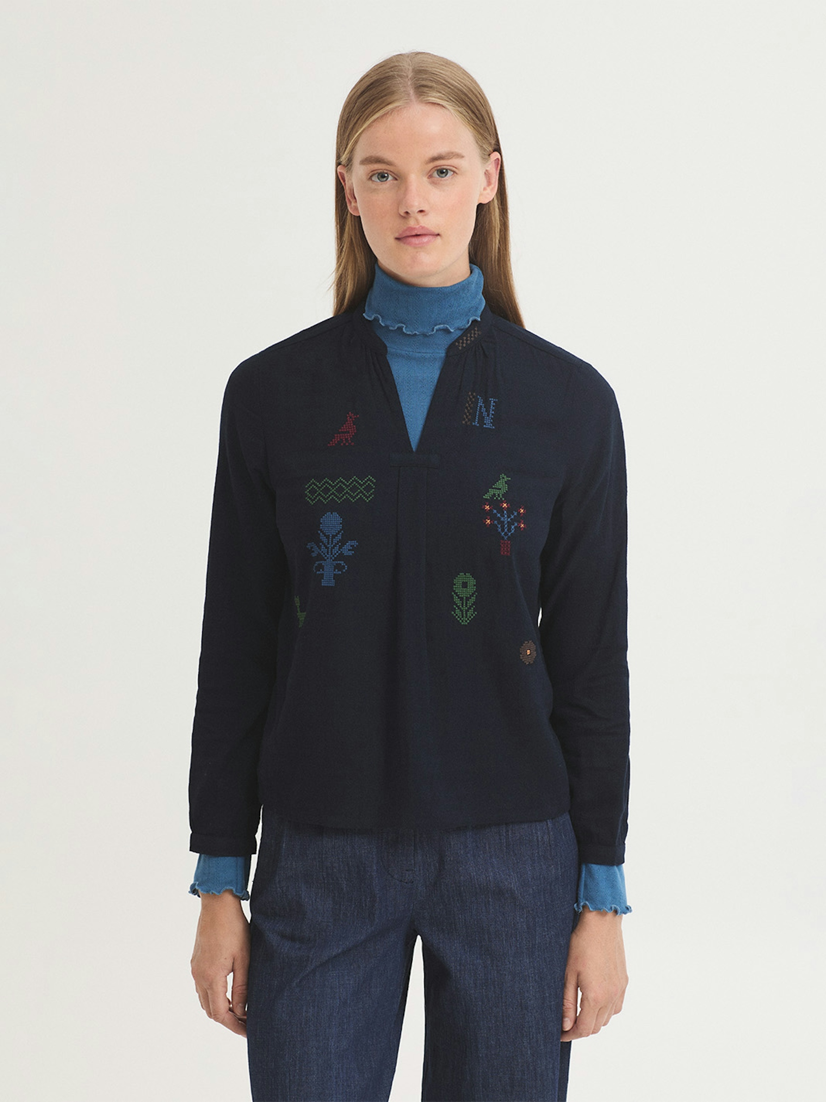 Cross stitch embroidered blouse