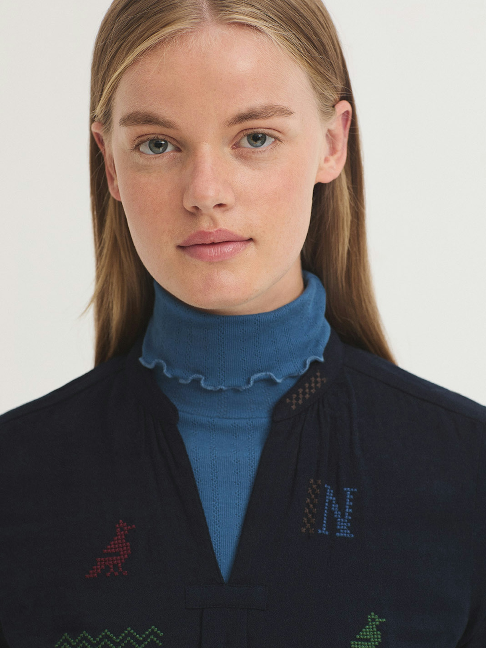 Cross stitch embroidered blouse