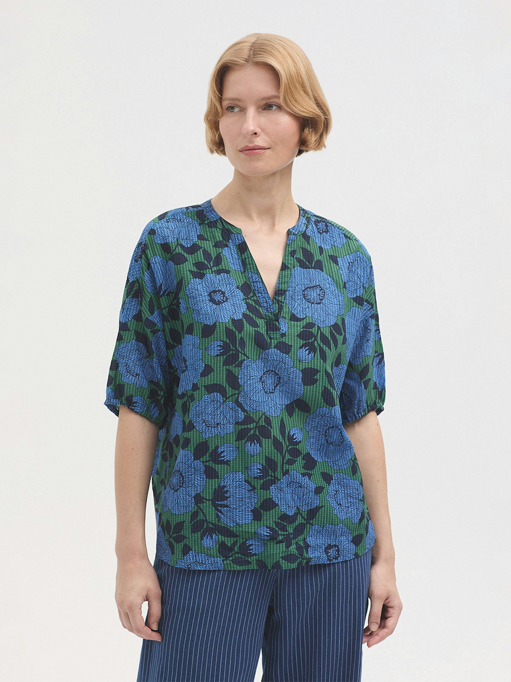 Camelia mesh-knit blouse