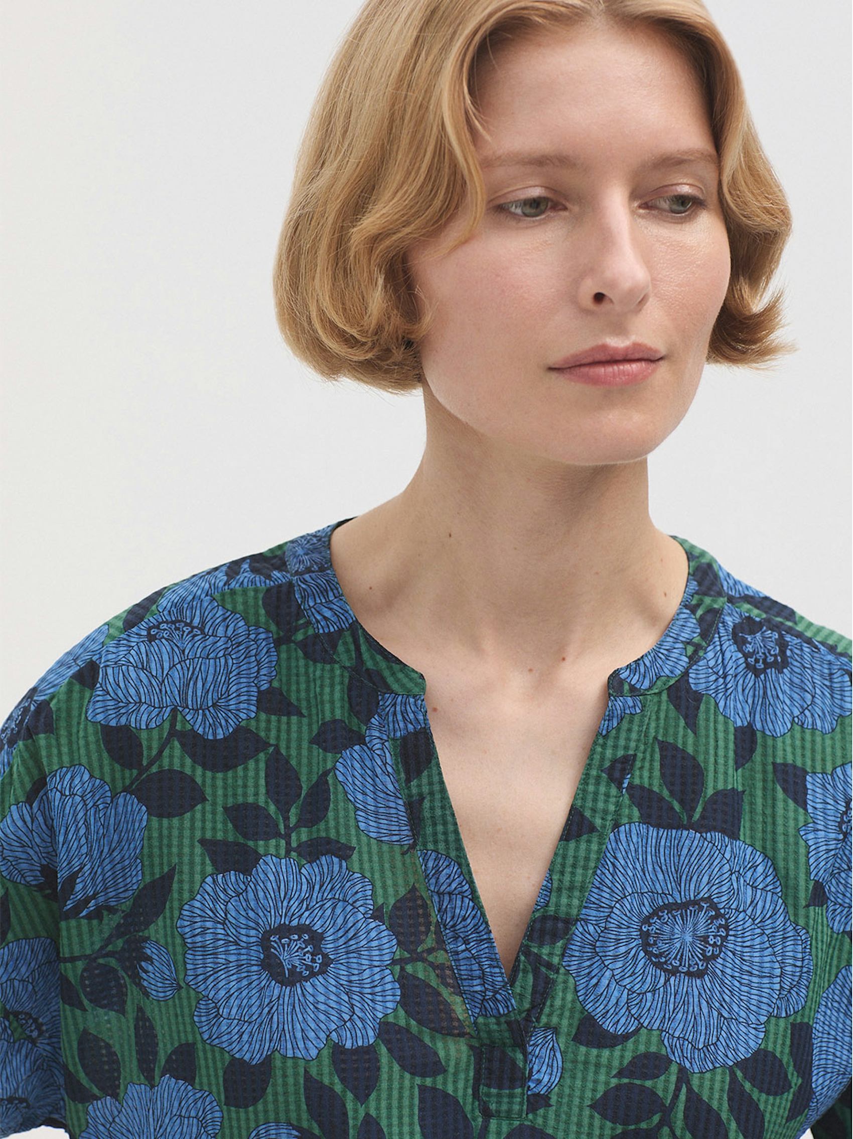 Camelia mesh-knit blouse