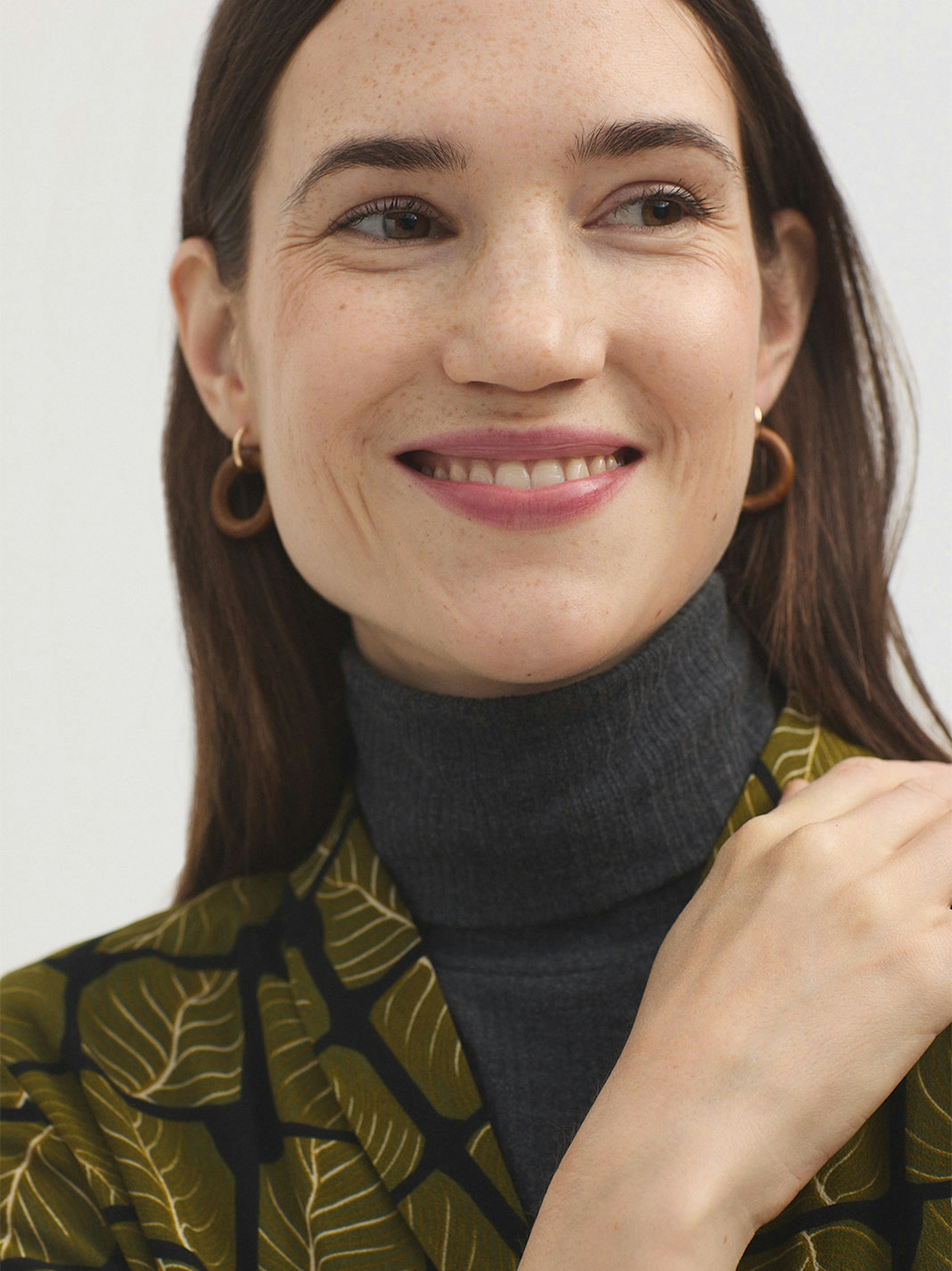 Square Leaves lapel blouse