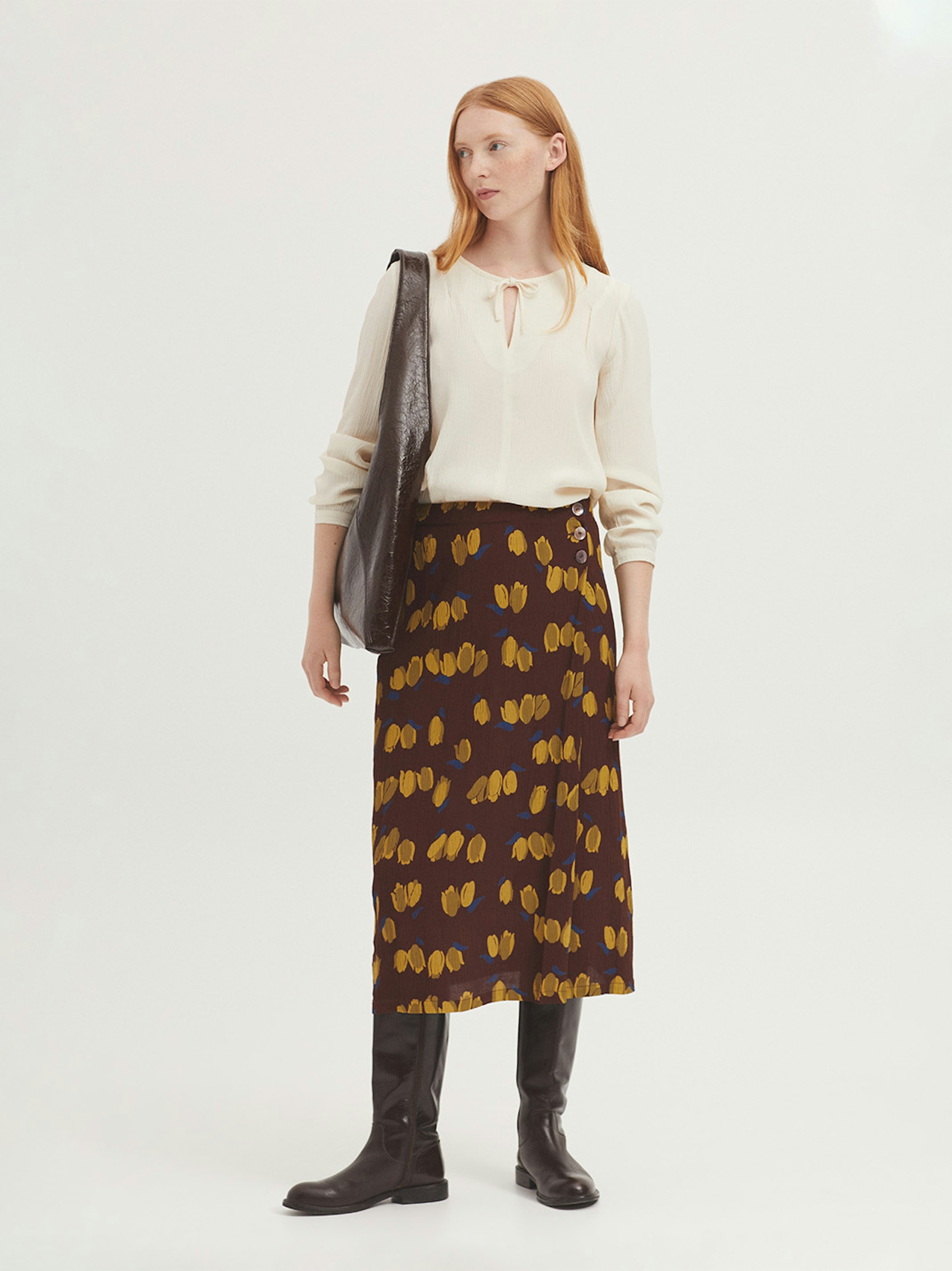 Chemisier en viscose encolure à bandes