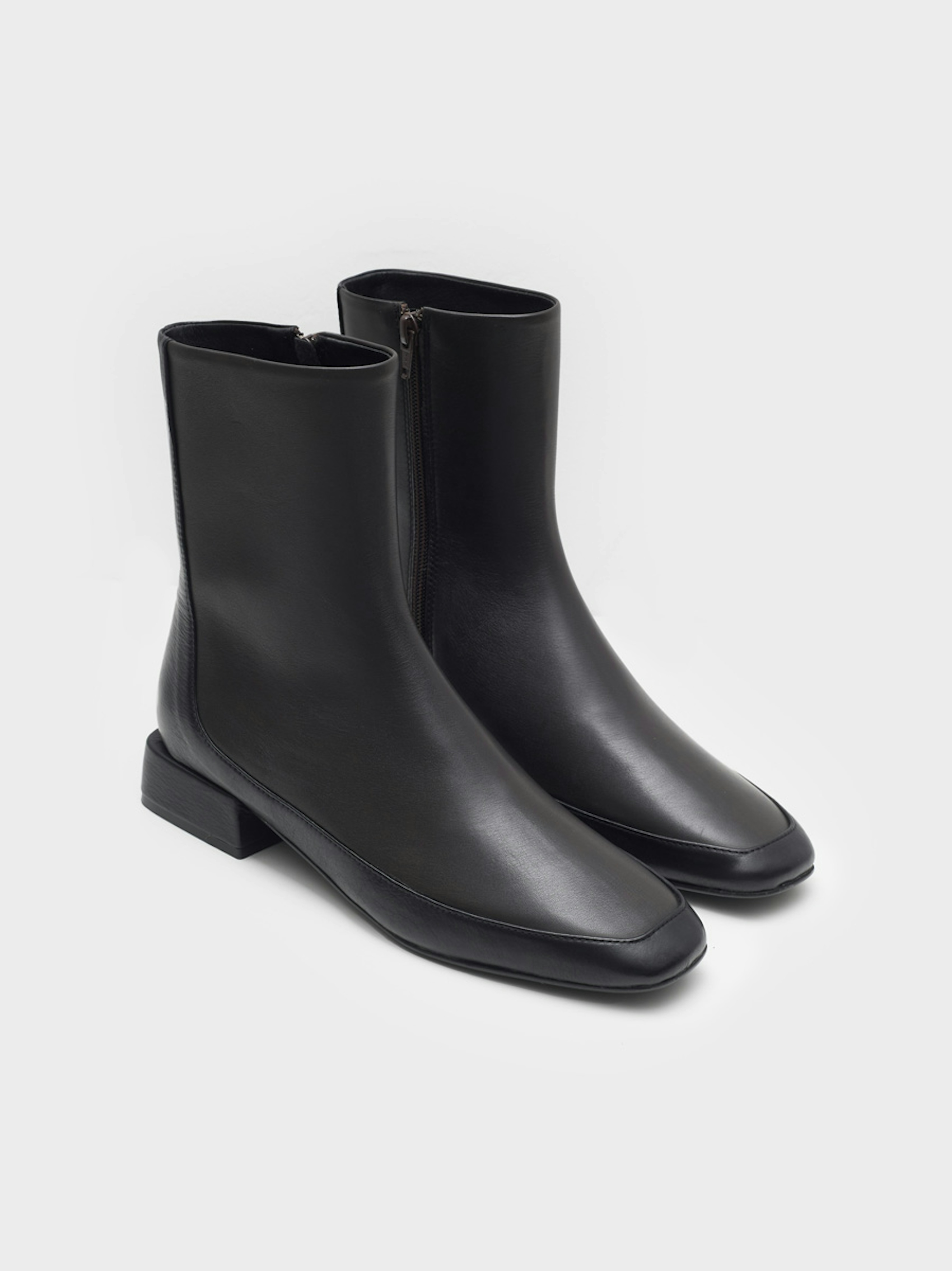 Two tone leather ankle boots