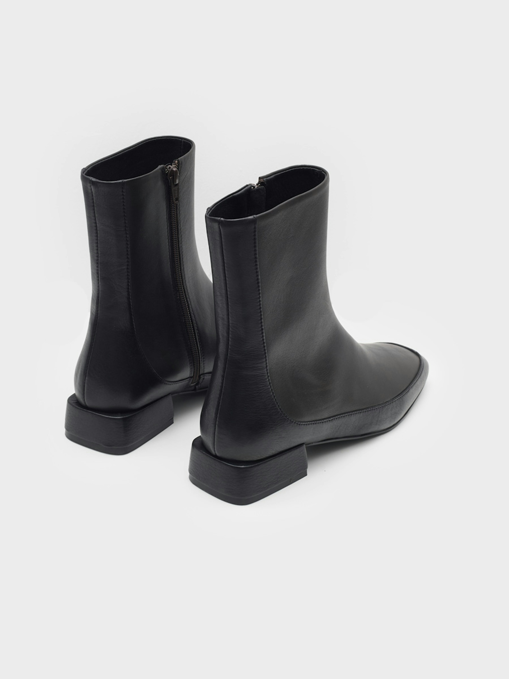 Two tone leather ankle boots