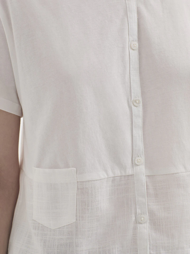 Camisa bimateria de lino y algodón