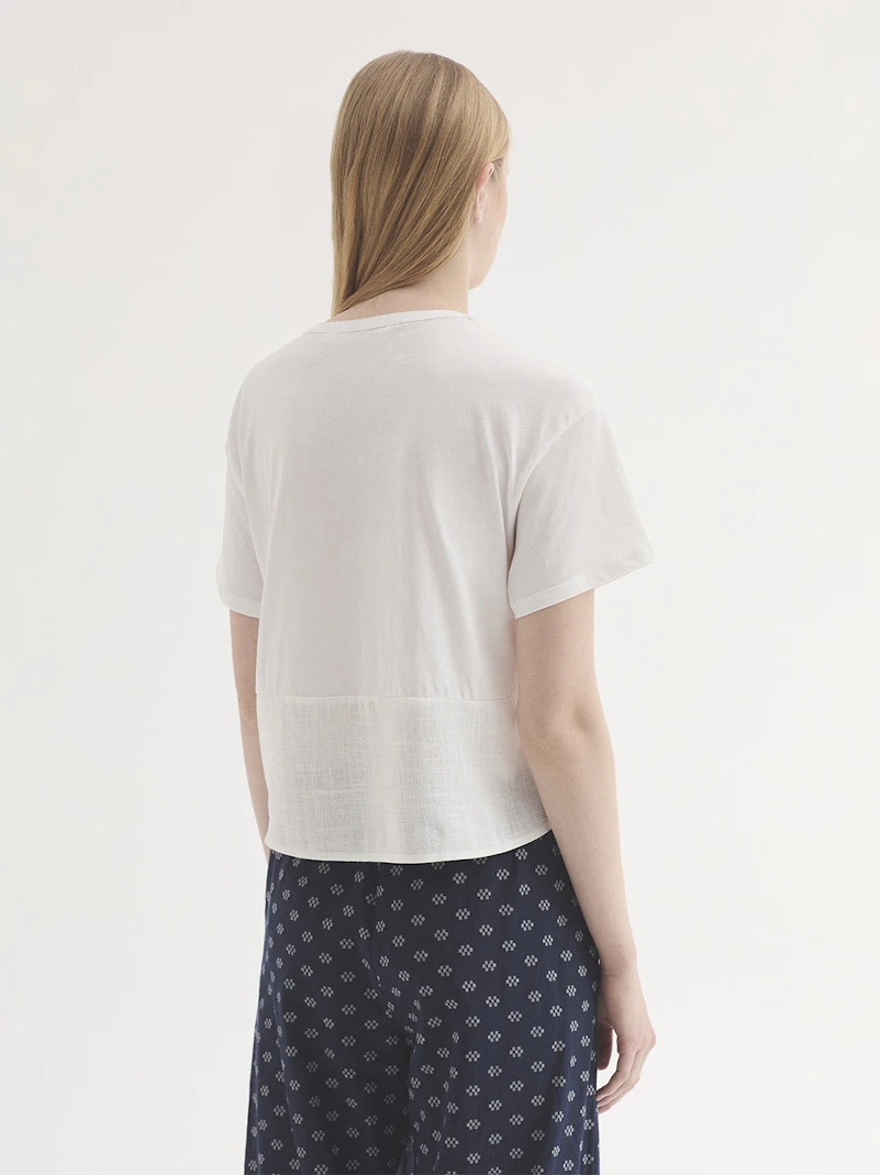 Camisa bimateria de lino y algodón