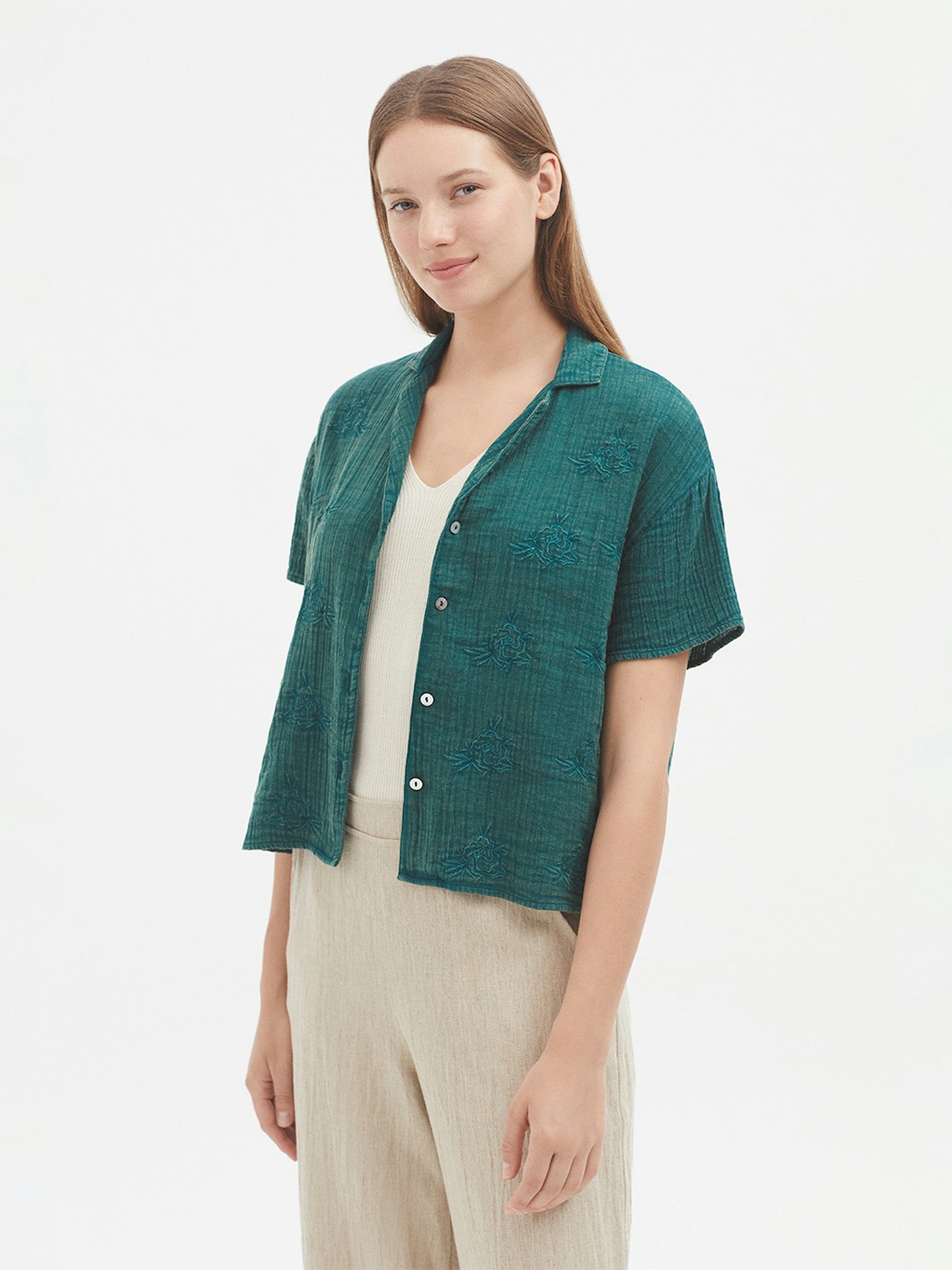 Chemise brodée coton