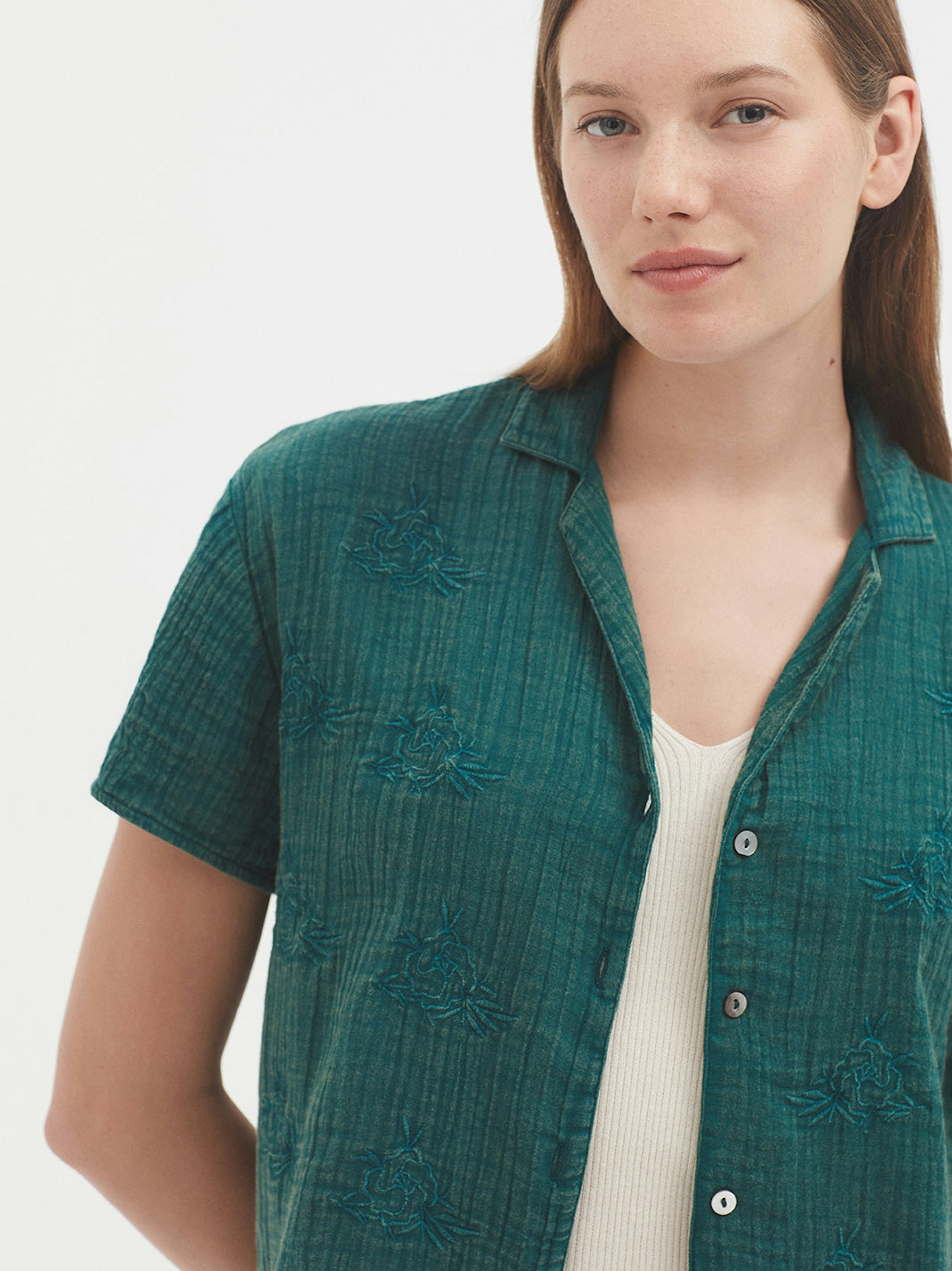 Chemise brodée coton
