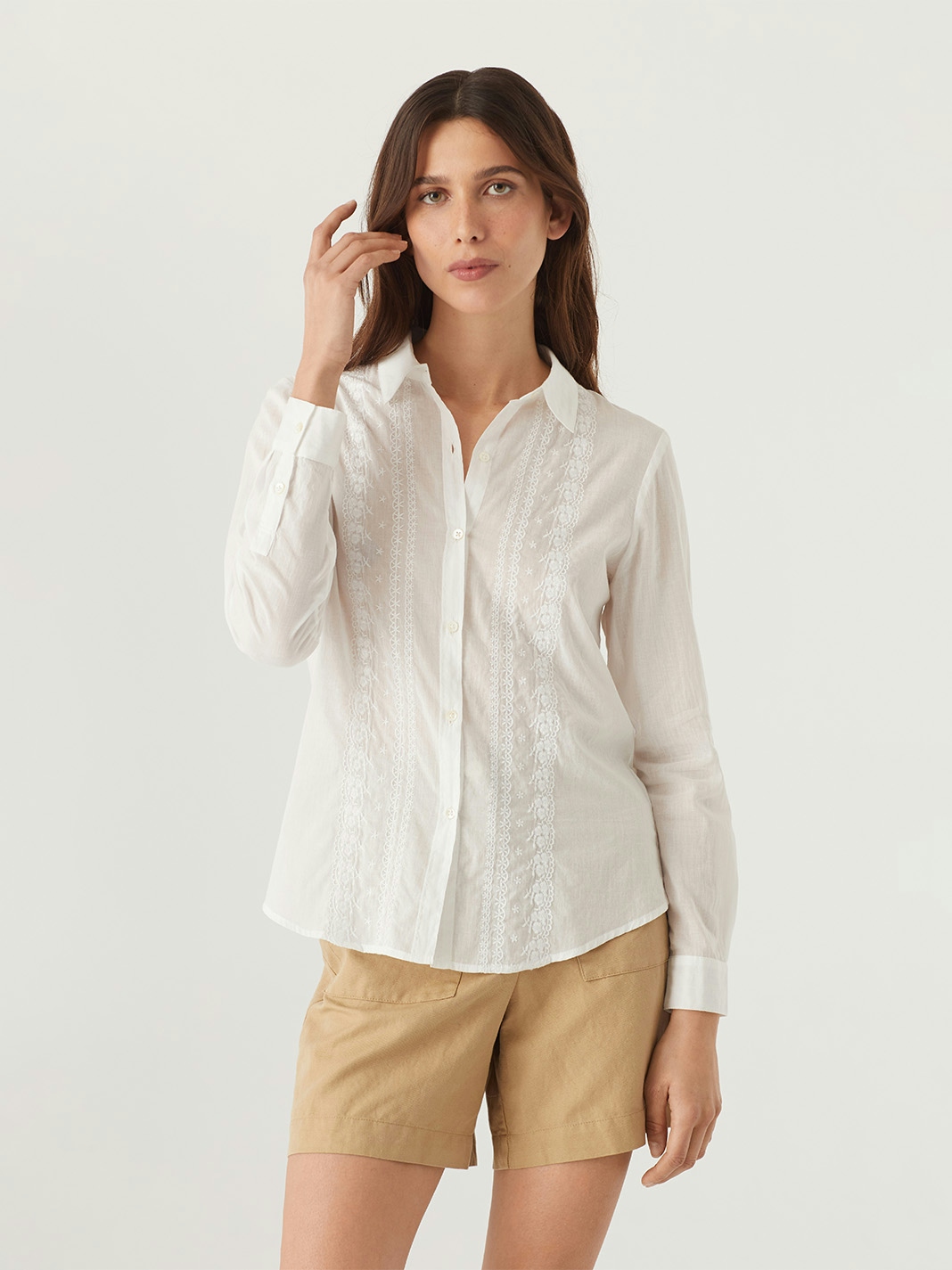 Shirt with tone-on-tone embroidery