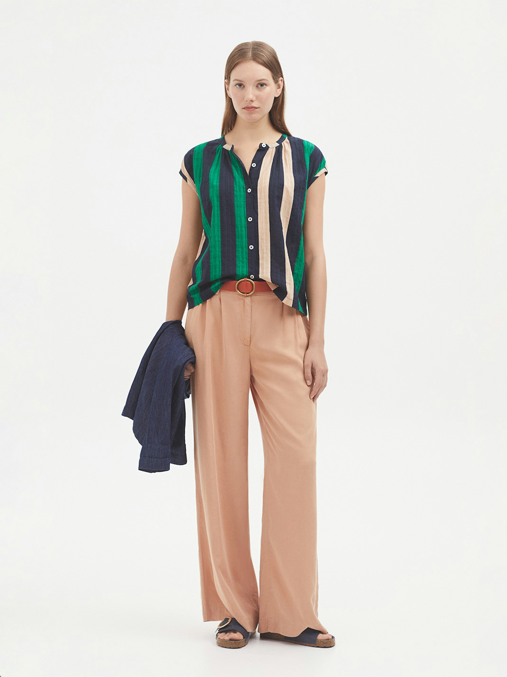 Multistripe Mandarin shirt