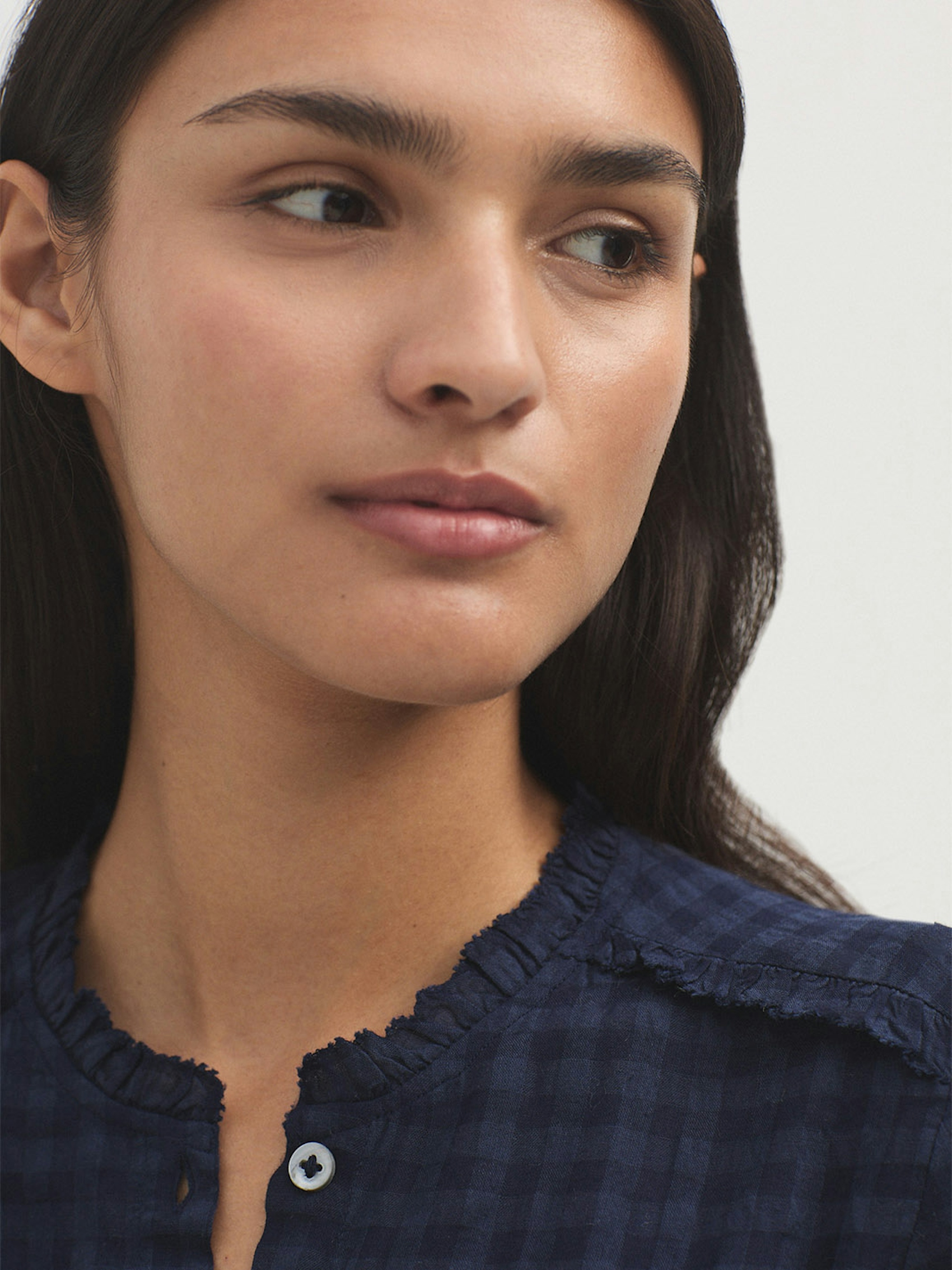 Ruffle neck gingham shirt 2