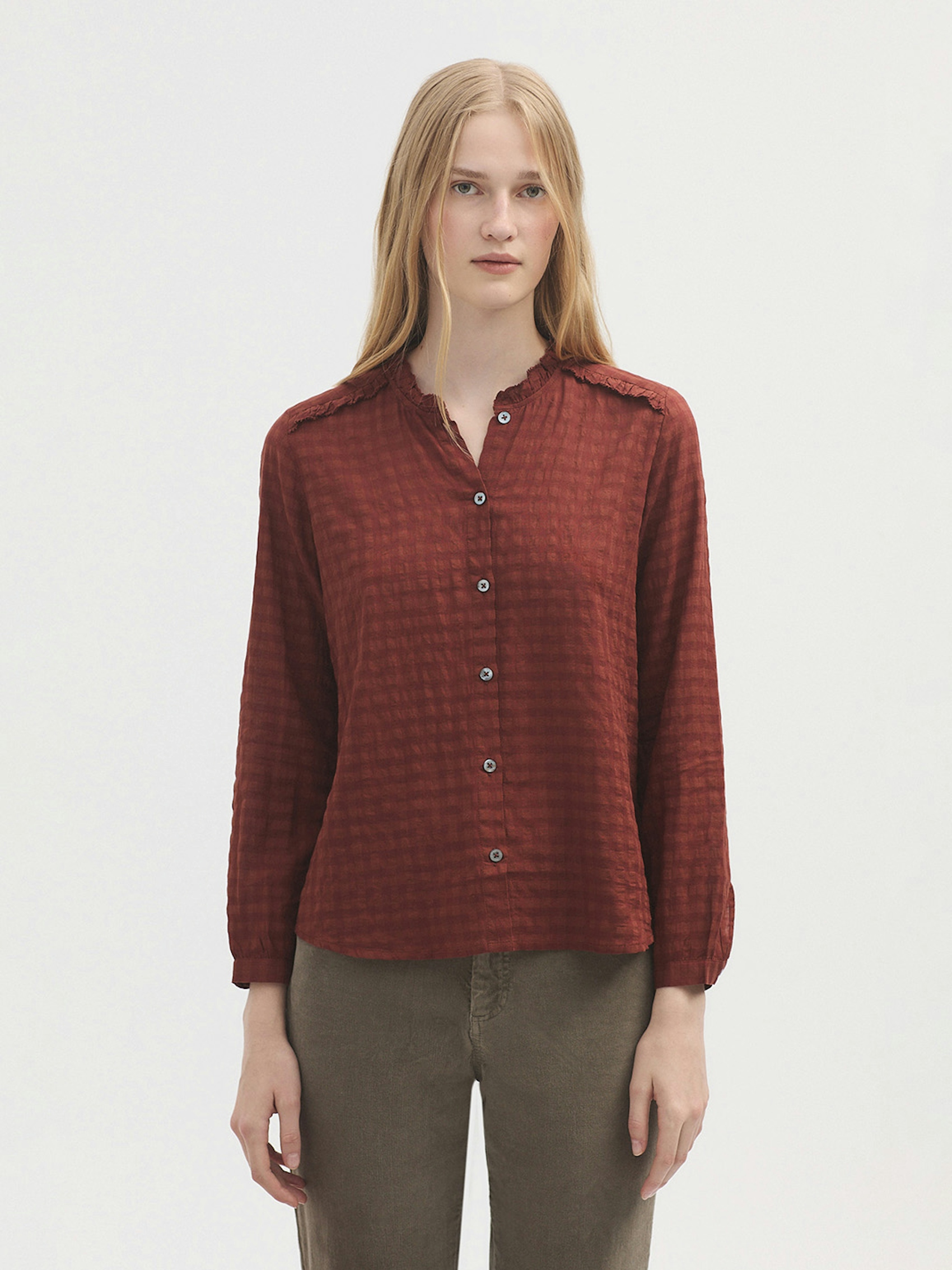 Camisa vichy volante cuello