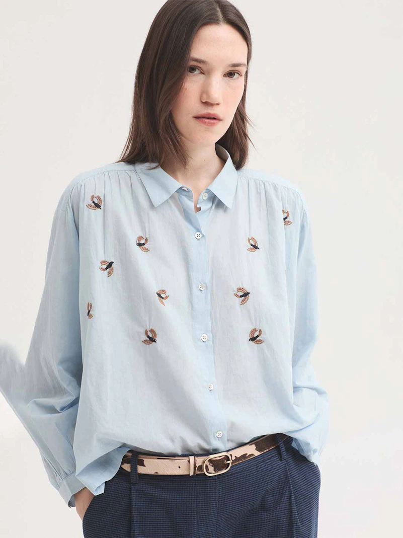 Camisa voile bordados Flying Birds