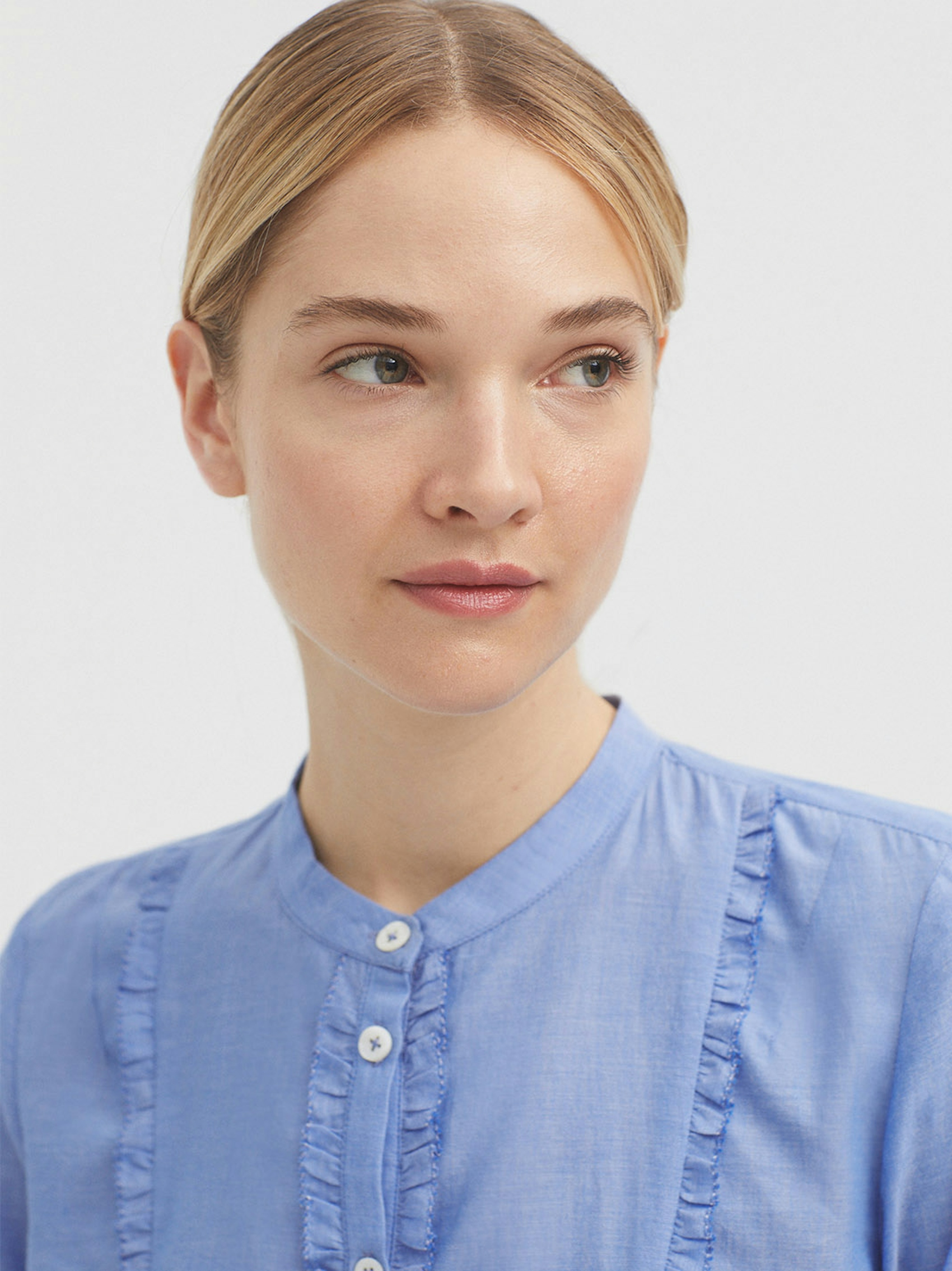 Chemise volants Chambray
