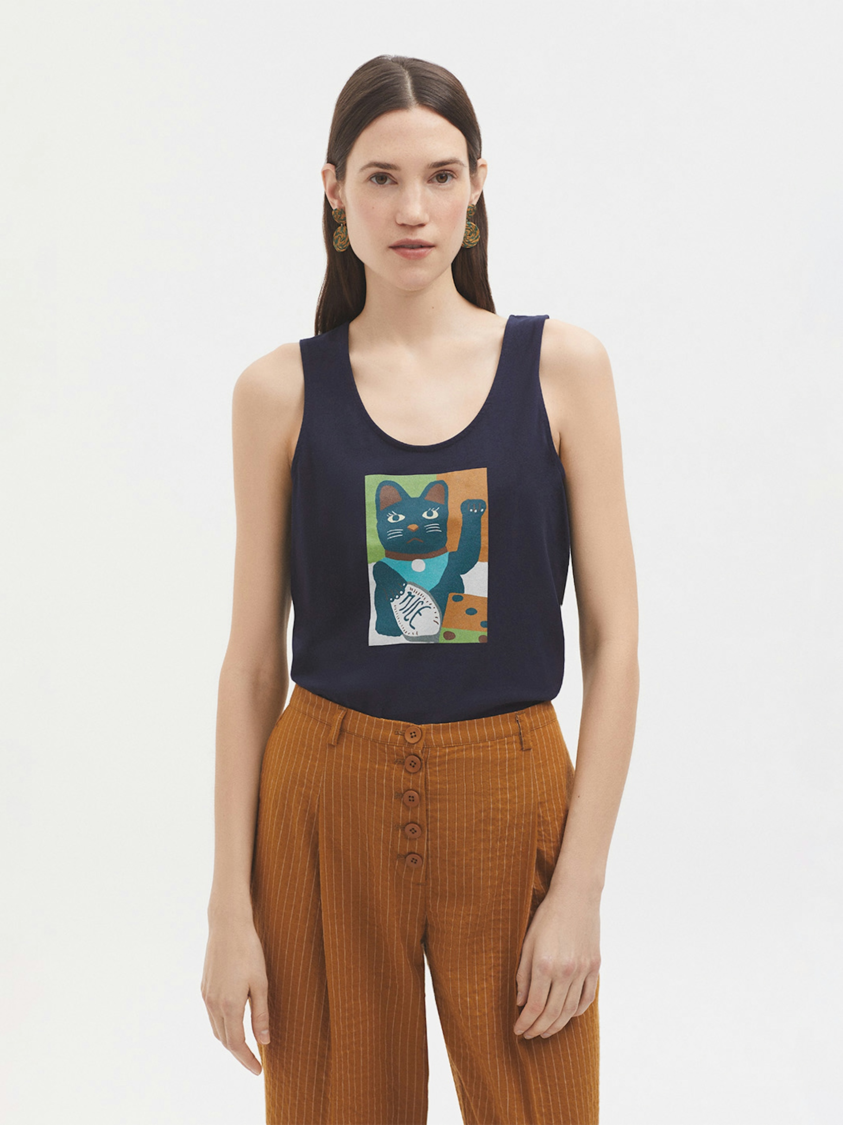 Good Luck Cat tank top