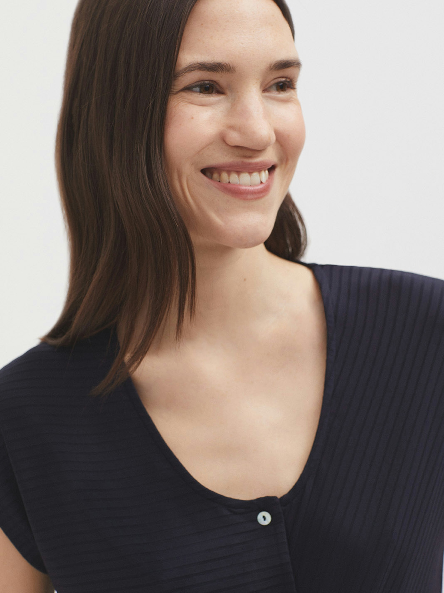 Button front mixed rib top 1