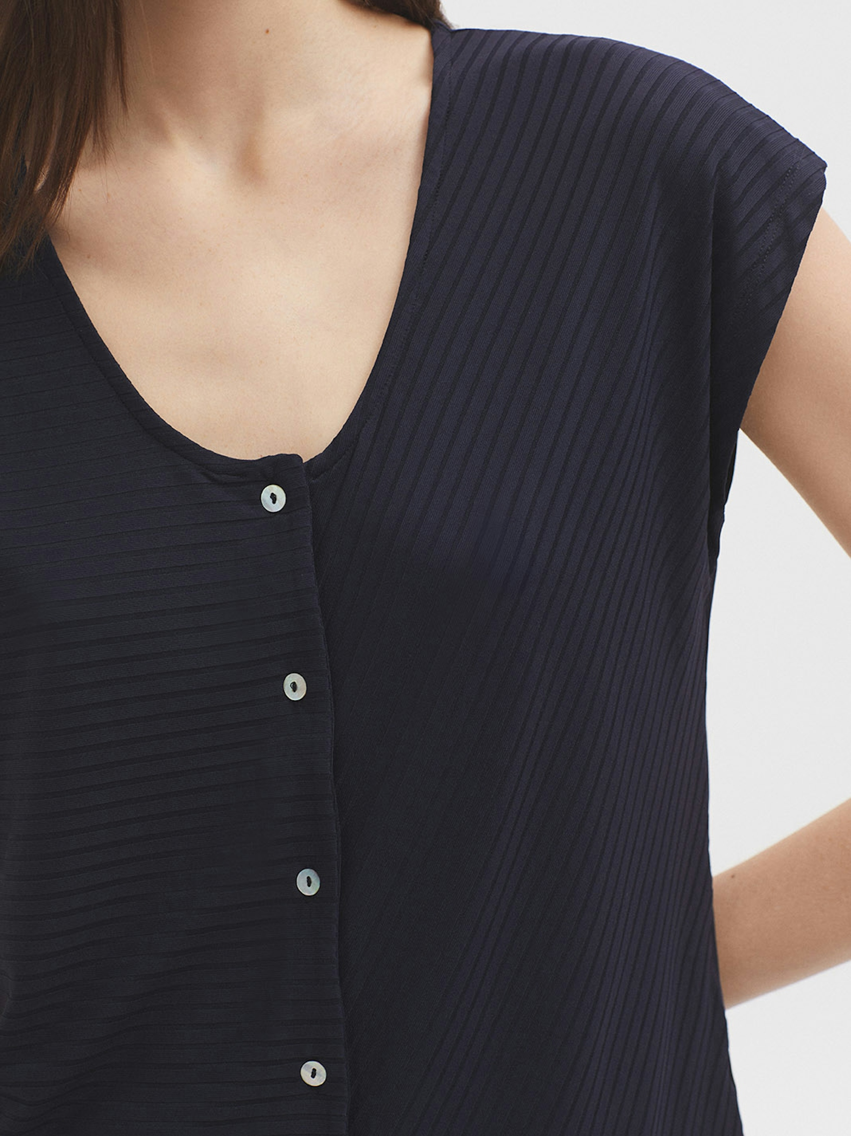 Button front mixed rib top 2