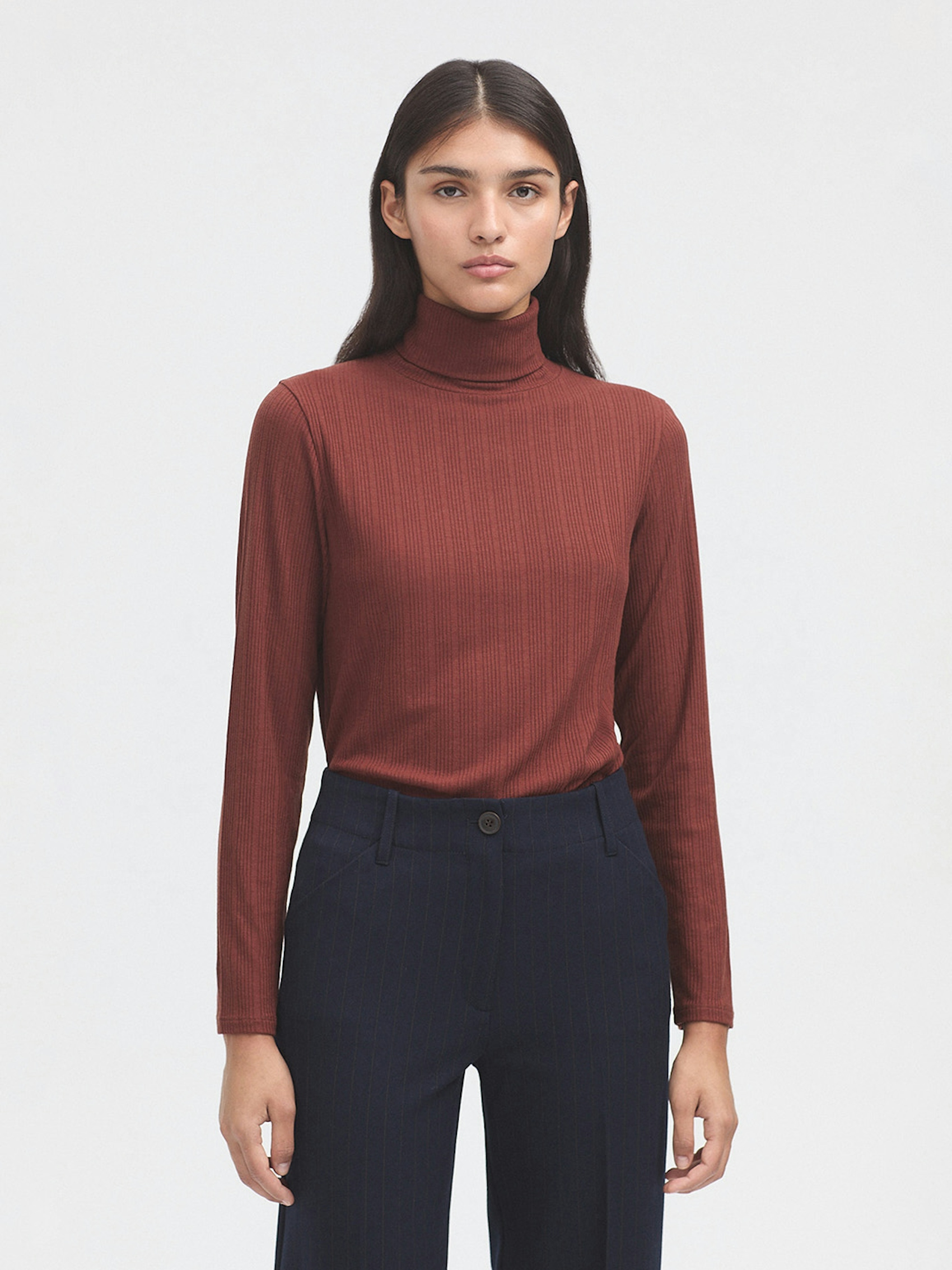 Ribbed roll neck top