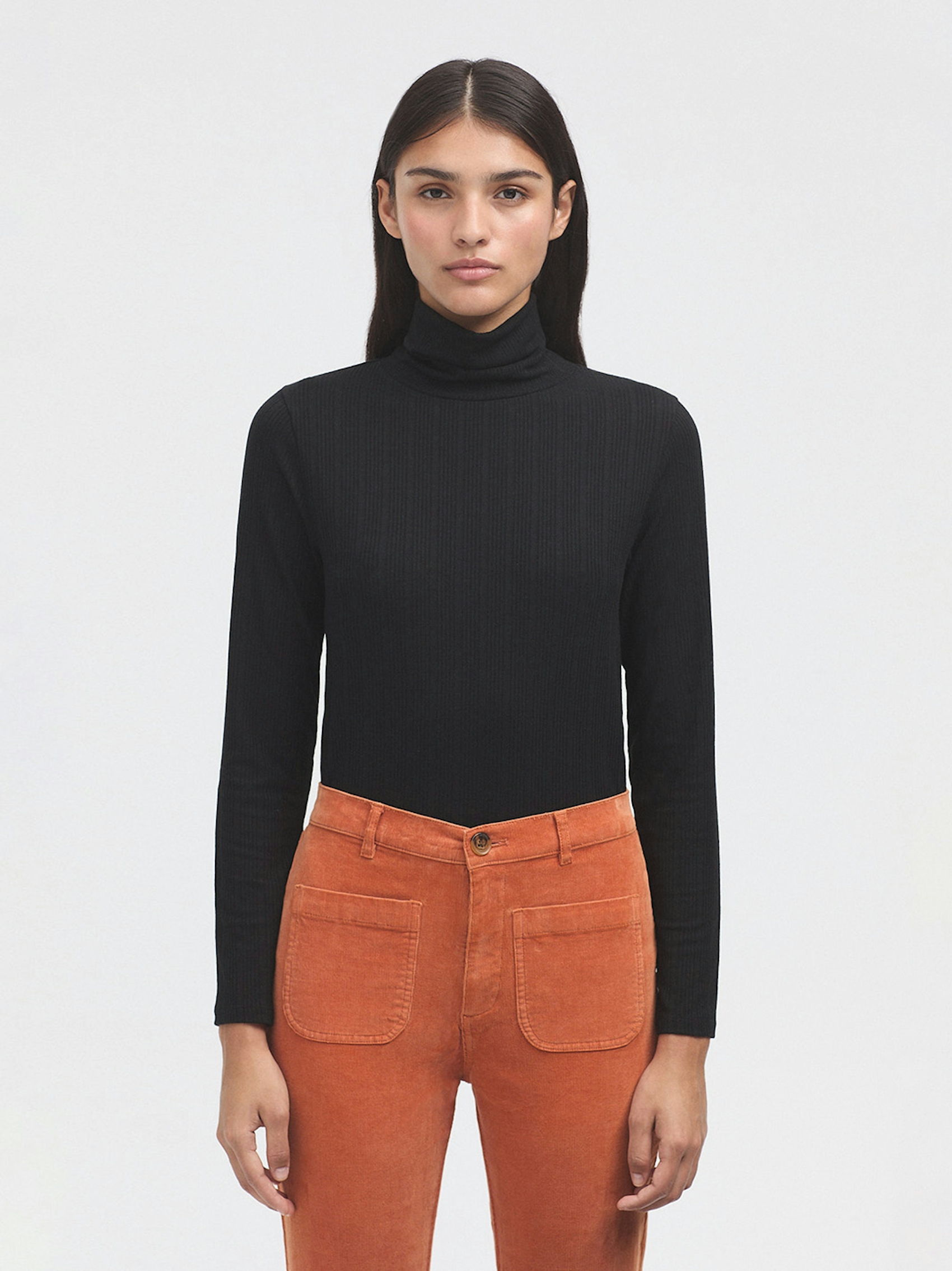 Ribbed roll neck top