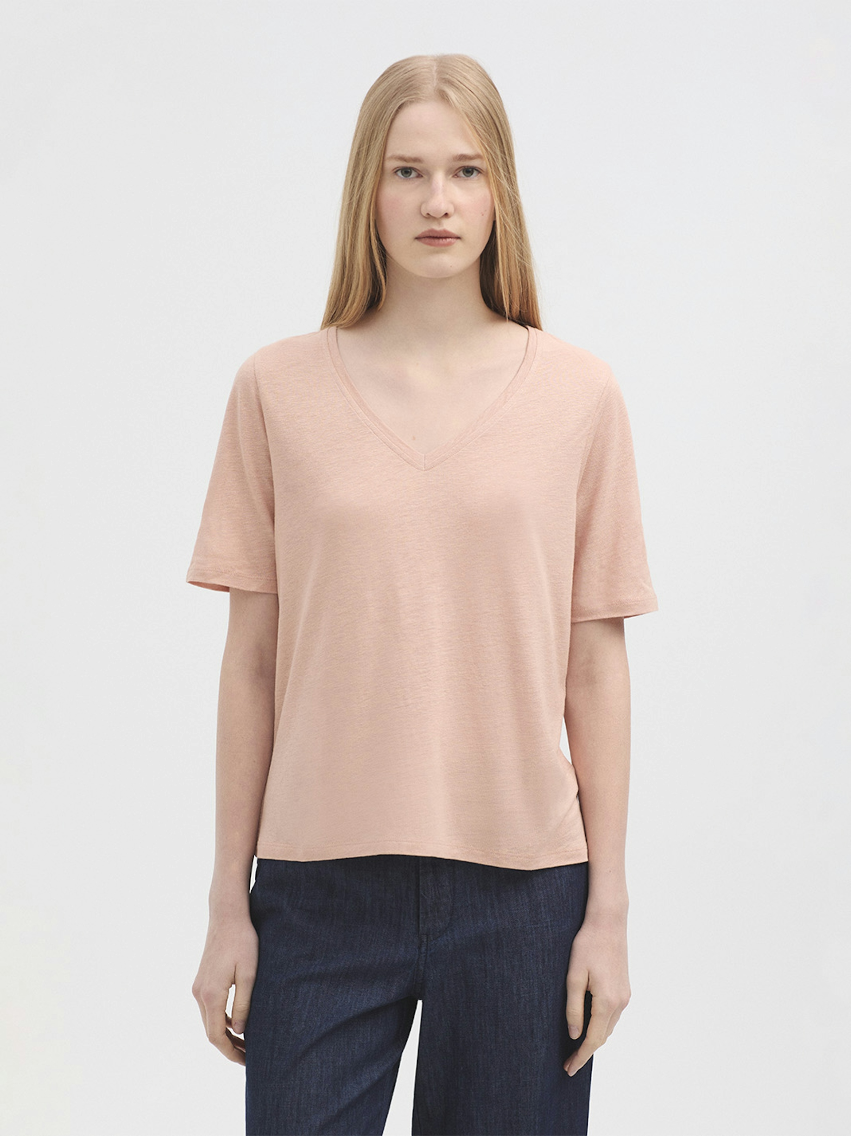 T-shirt col en V lin