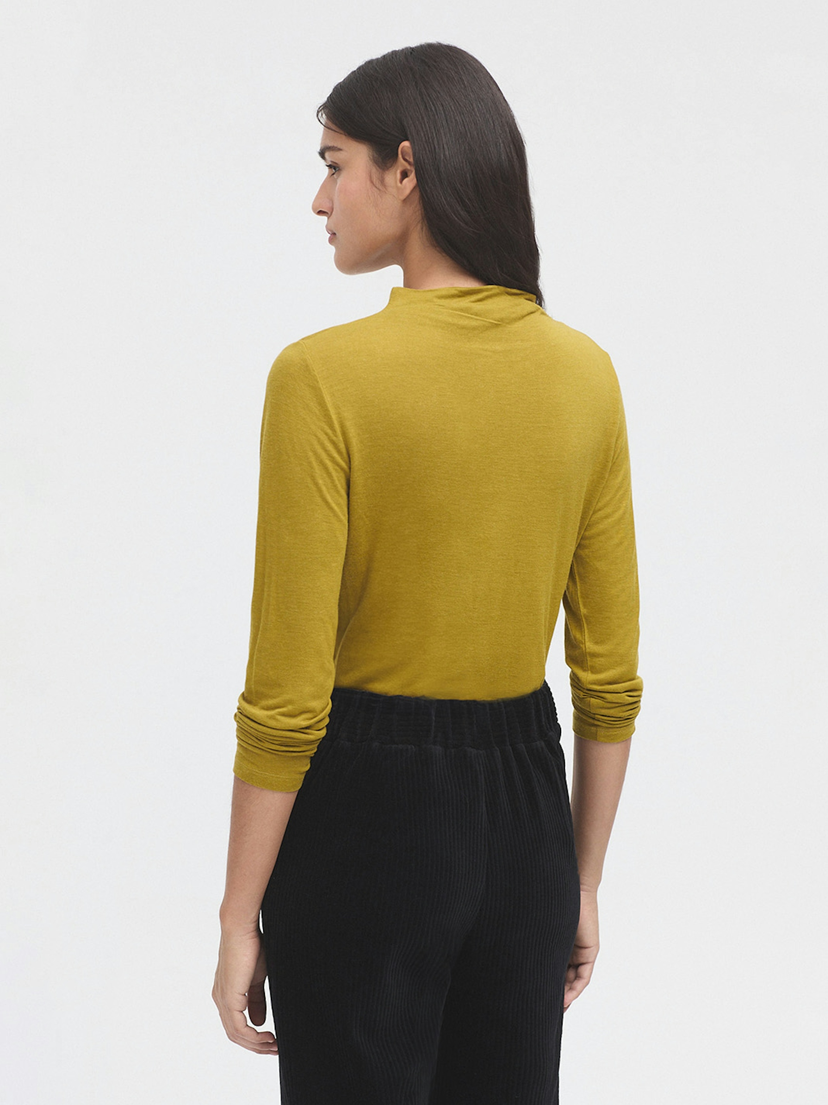 Gathered neckline wool top