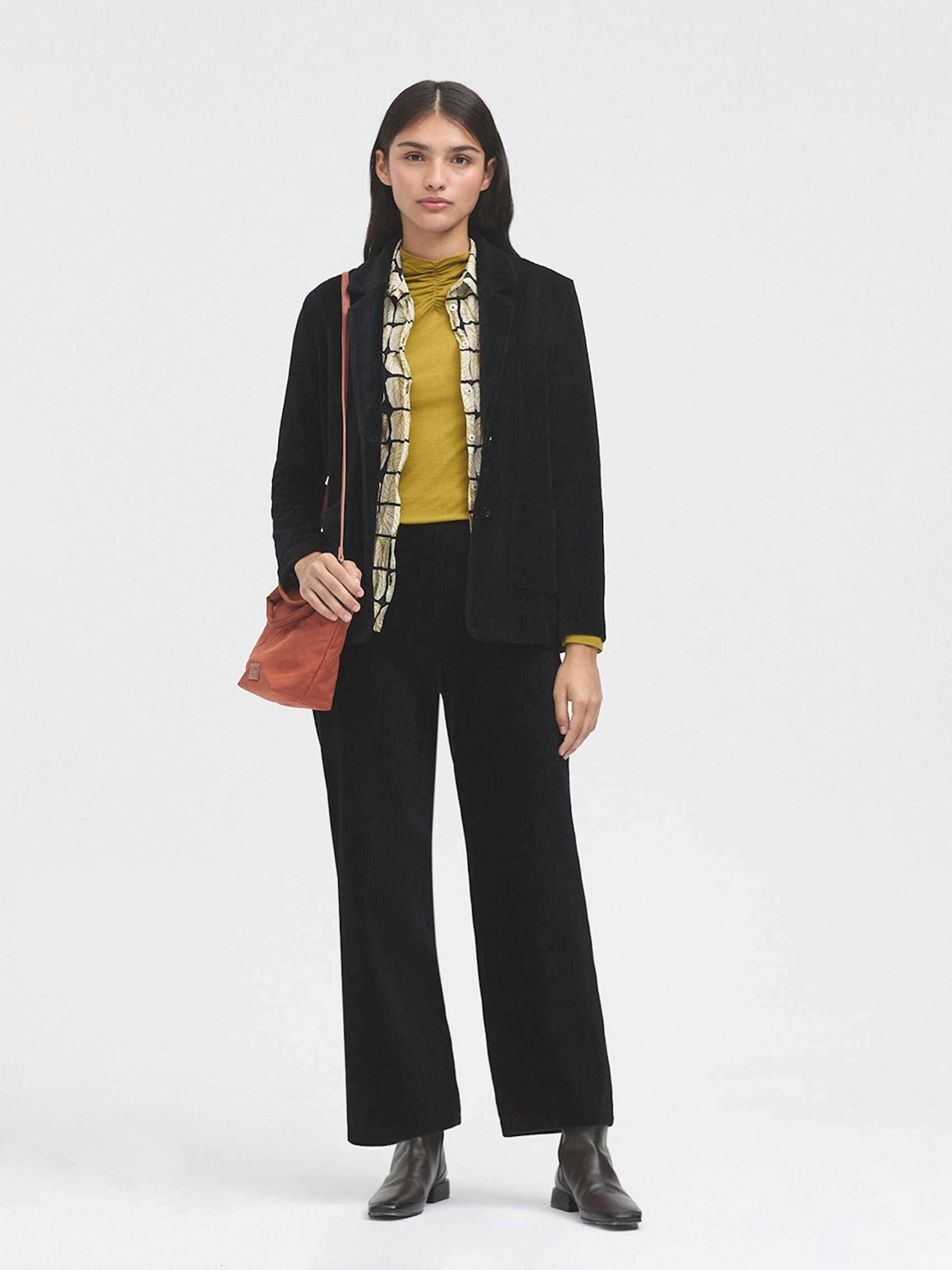 Gathered neckline wool top
