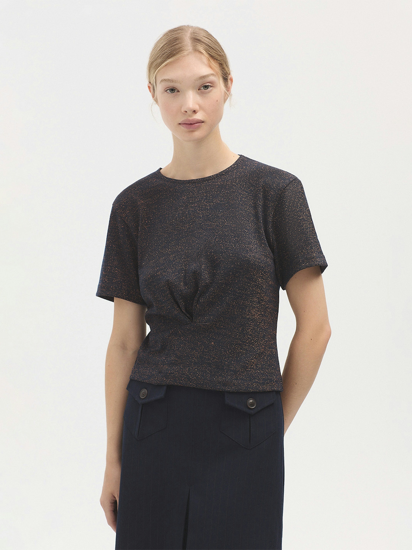 Gathered short sleeve top