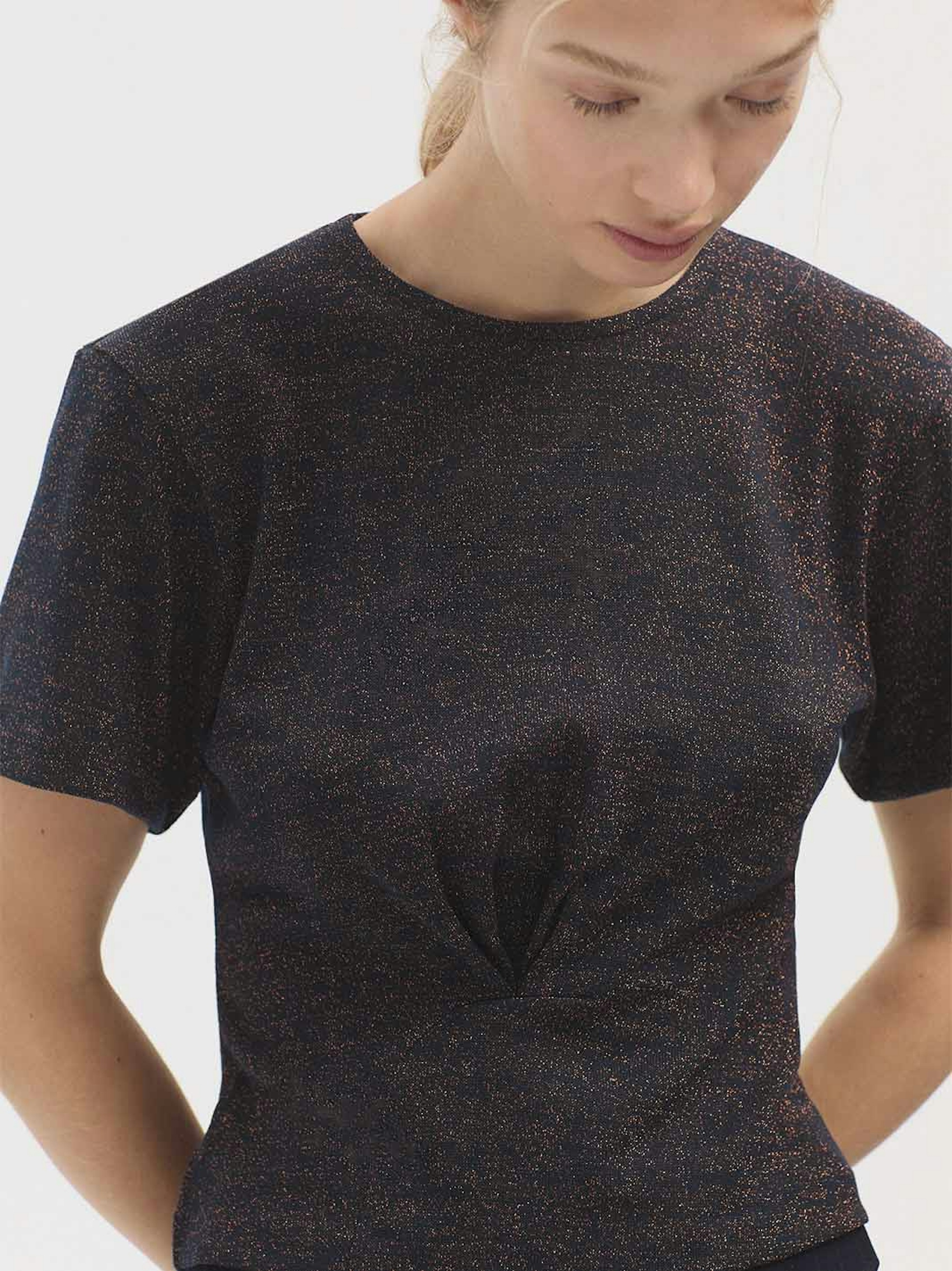 Gathered short sleeve top