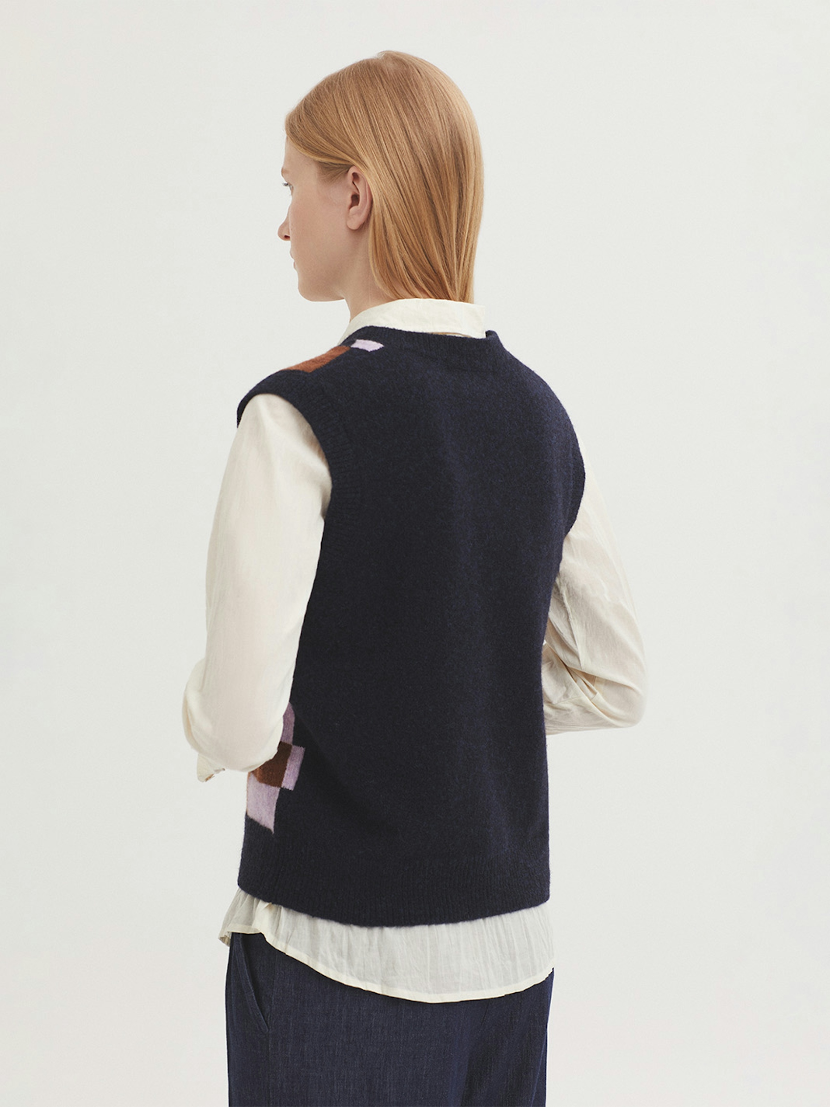 Checked lambswool vest