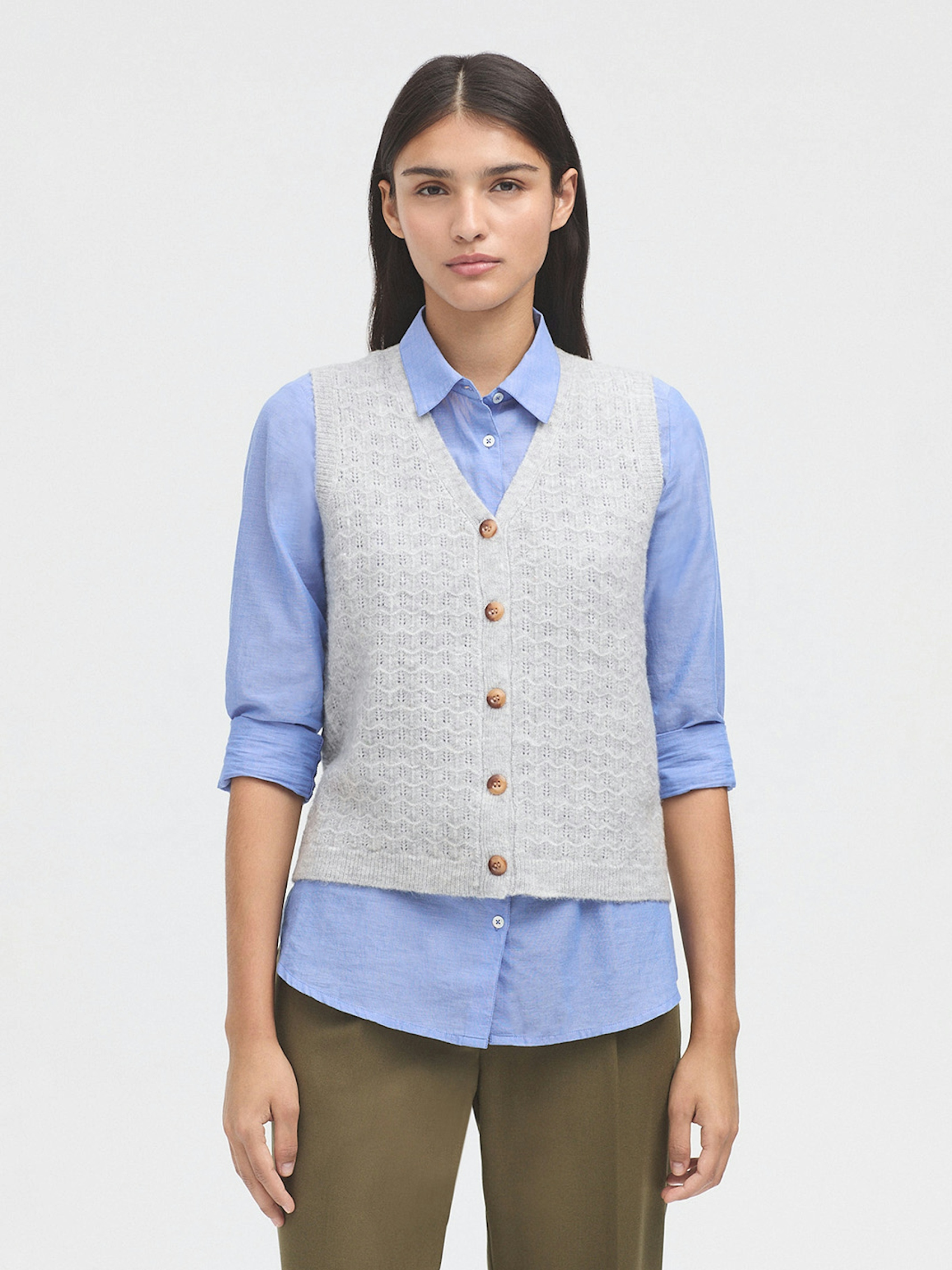 Openwork cashmere vest