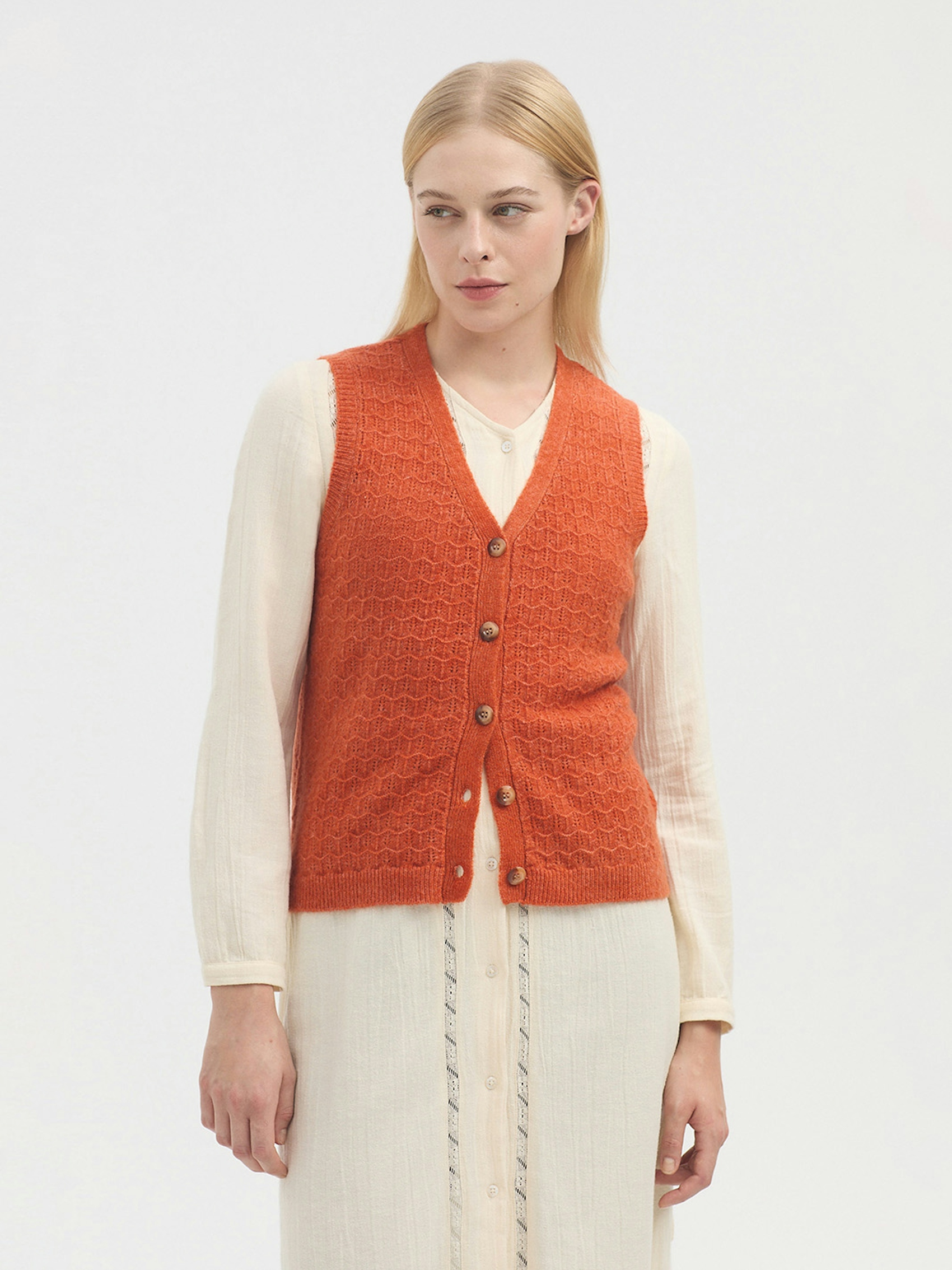 Openwork cashmere vest