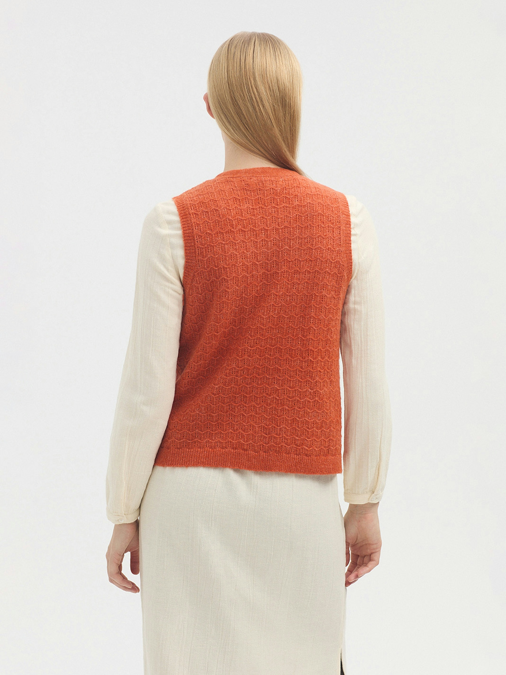Openwork cashmere vest