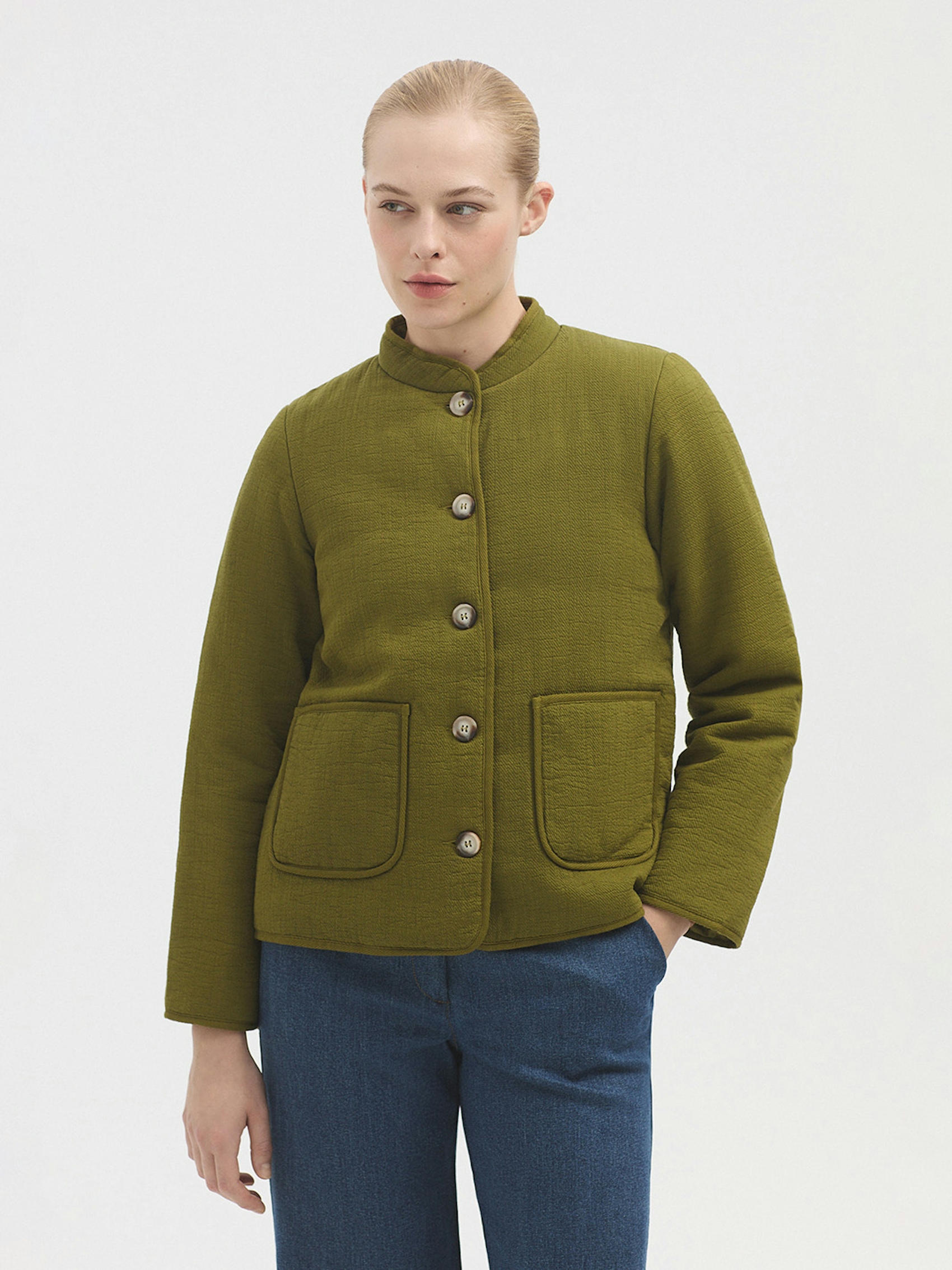 Mandarin collar puffer jacket