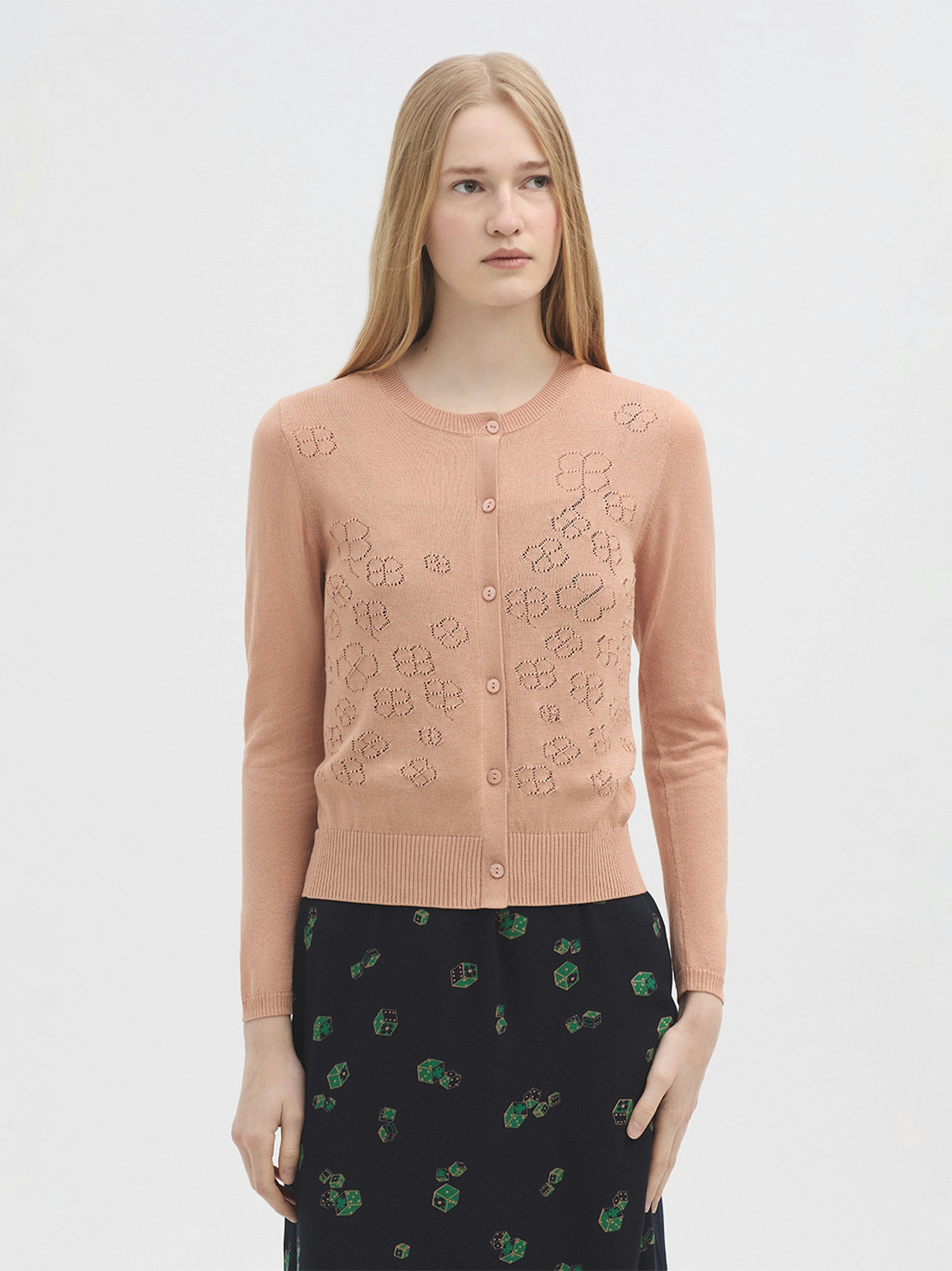 Cardigan sans manche trèfles