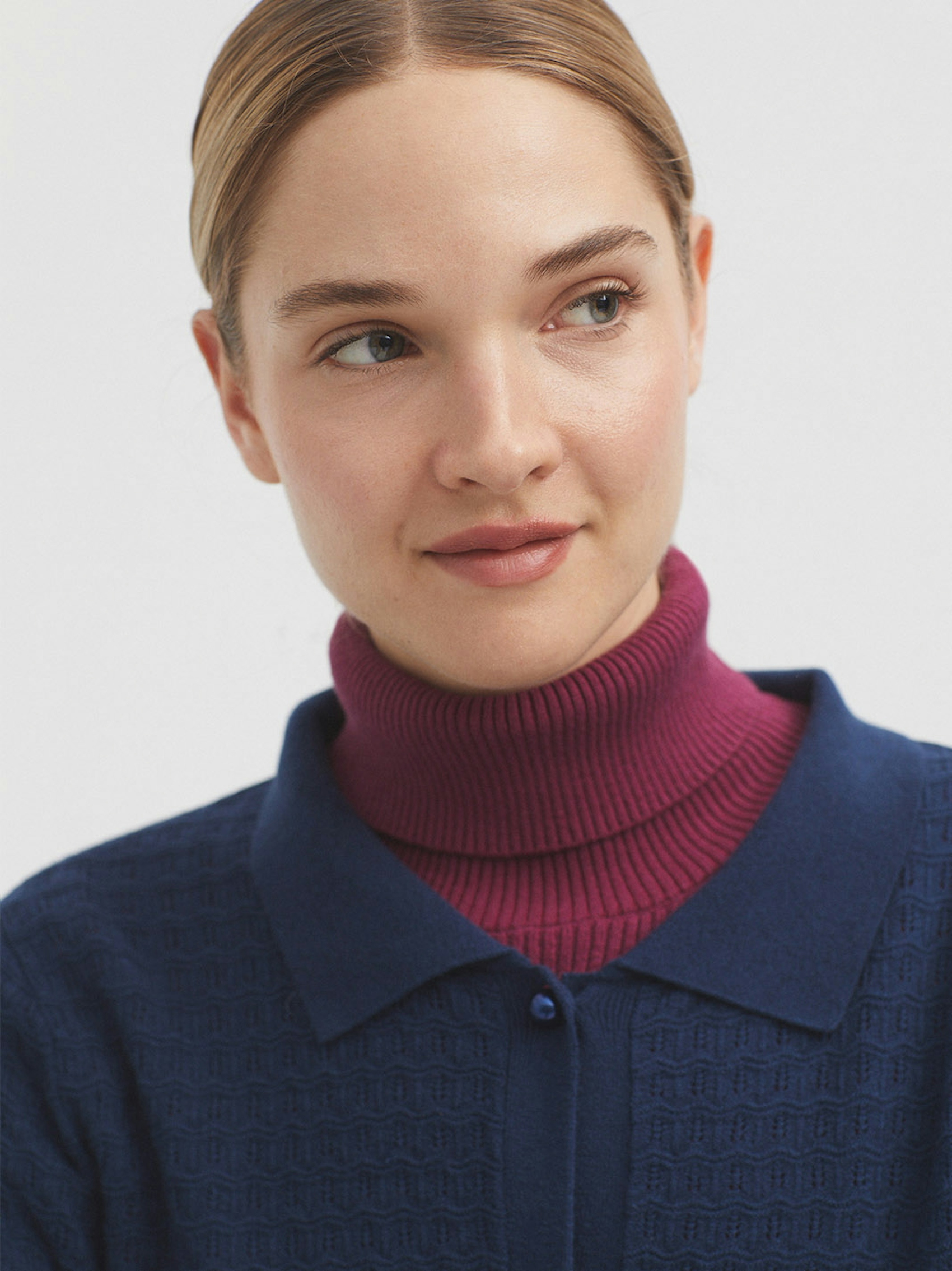 Openwork polo collar cardigan